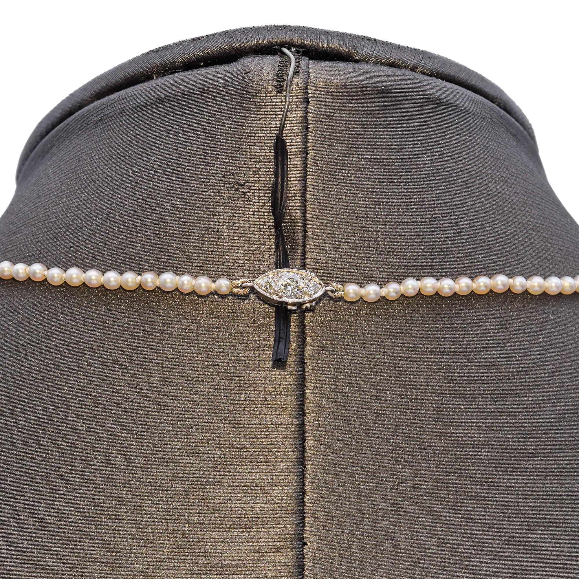 De las mujeres Antigüedades Tiffany & Co. Collar de Diamantes y Perlas Naturales Certificadas GIA en Platino en venta