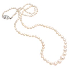Antique Tiffany & Co. Platinum GIA Certified Natural Pearl and Diamond Necklace
