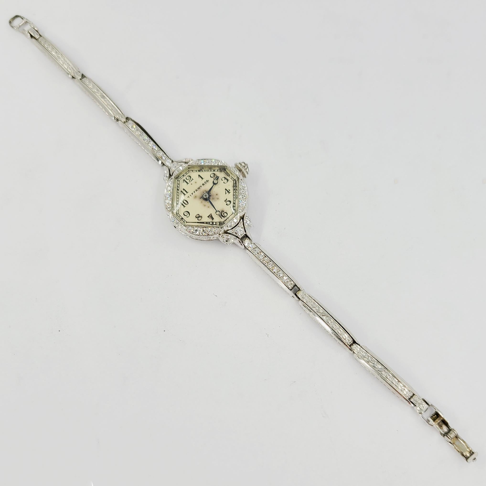 Single Cut Antique Tiffany & Co. Platinum Ladies Wristwatch