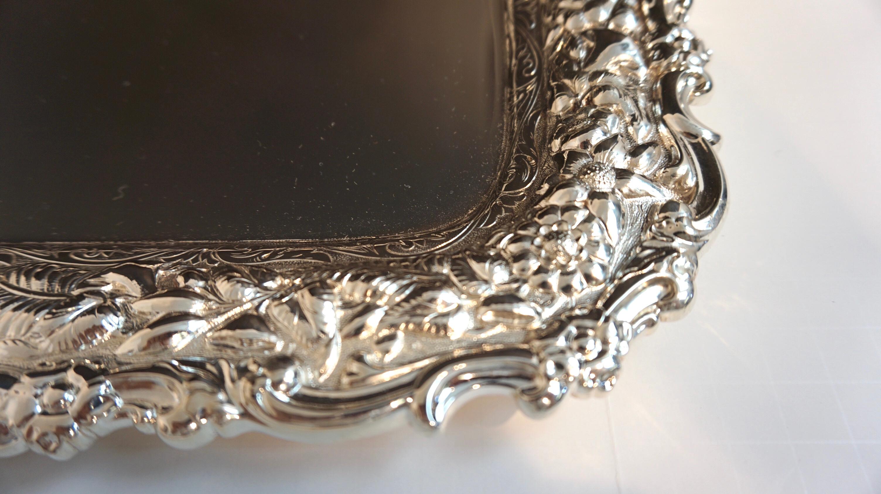 Repoussé Antique Tiffany & Co. Silver Soldered Repouse Tray