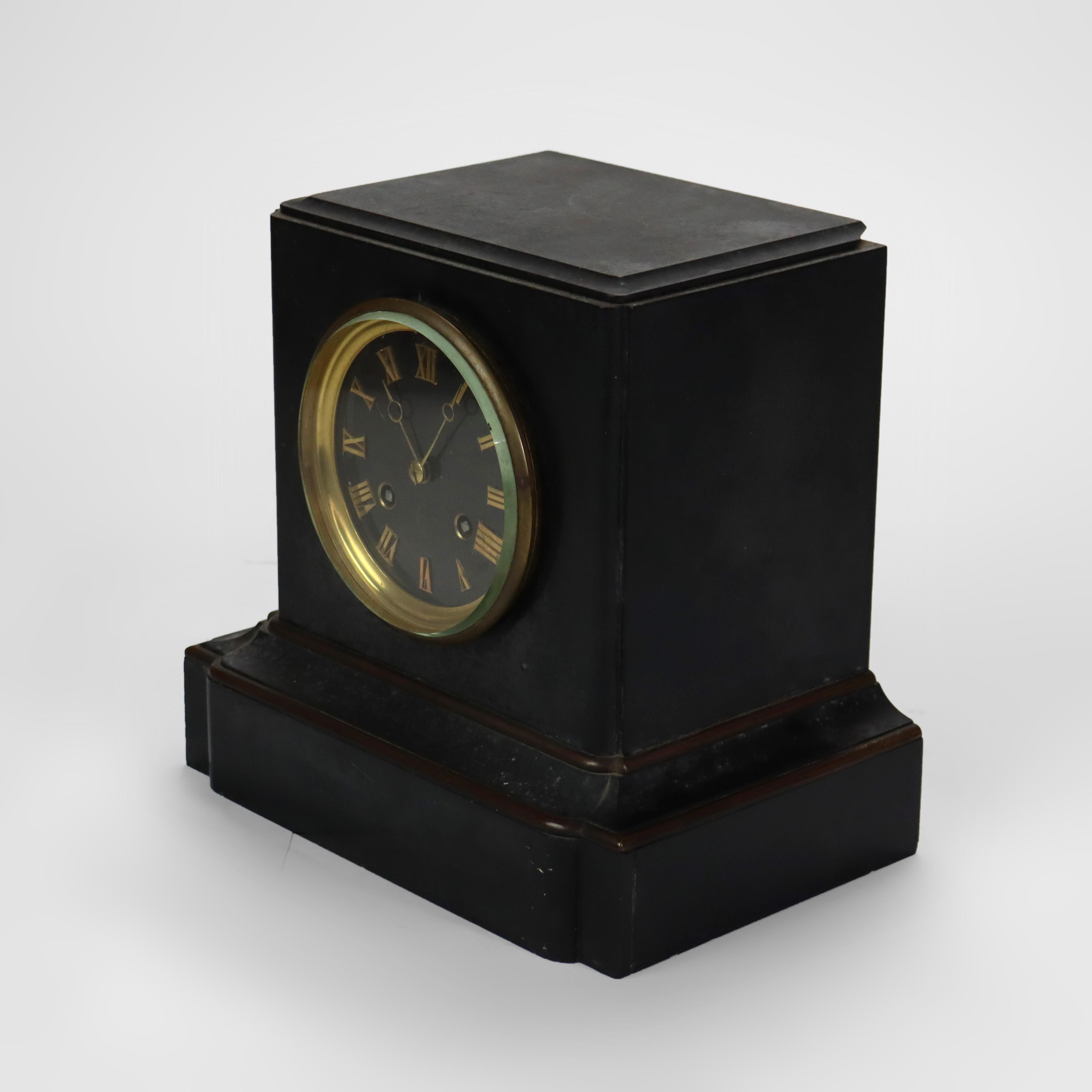 19th Century Antique Tiffany & Co. Slate Mantle Clock Signed 19thC For Sale