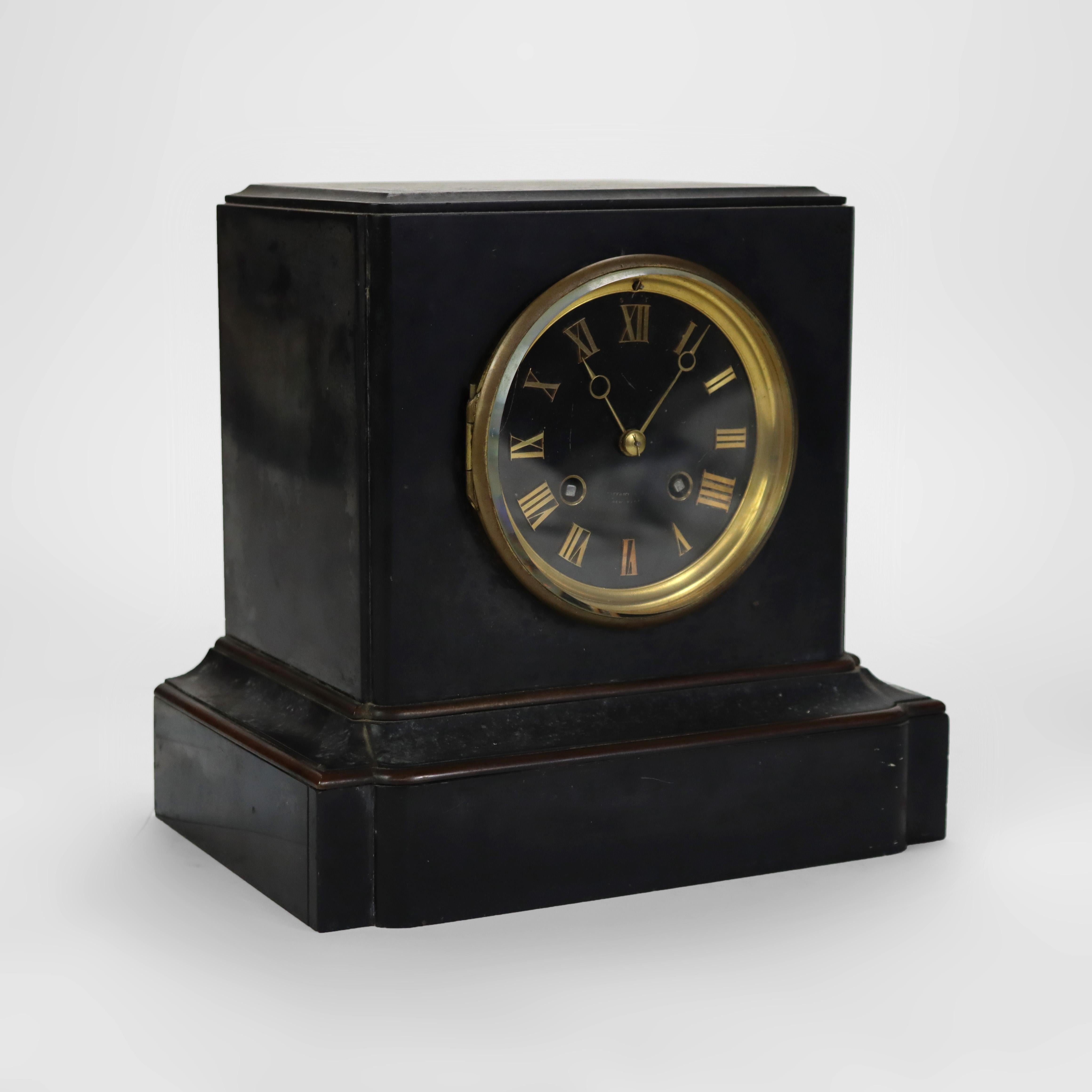 Antique Tiffany & Co. Slate Mantle Clock Signed 19thC For Sale 4