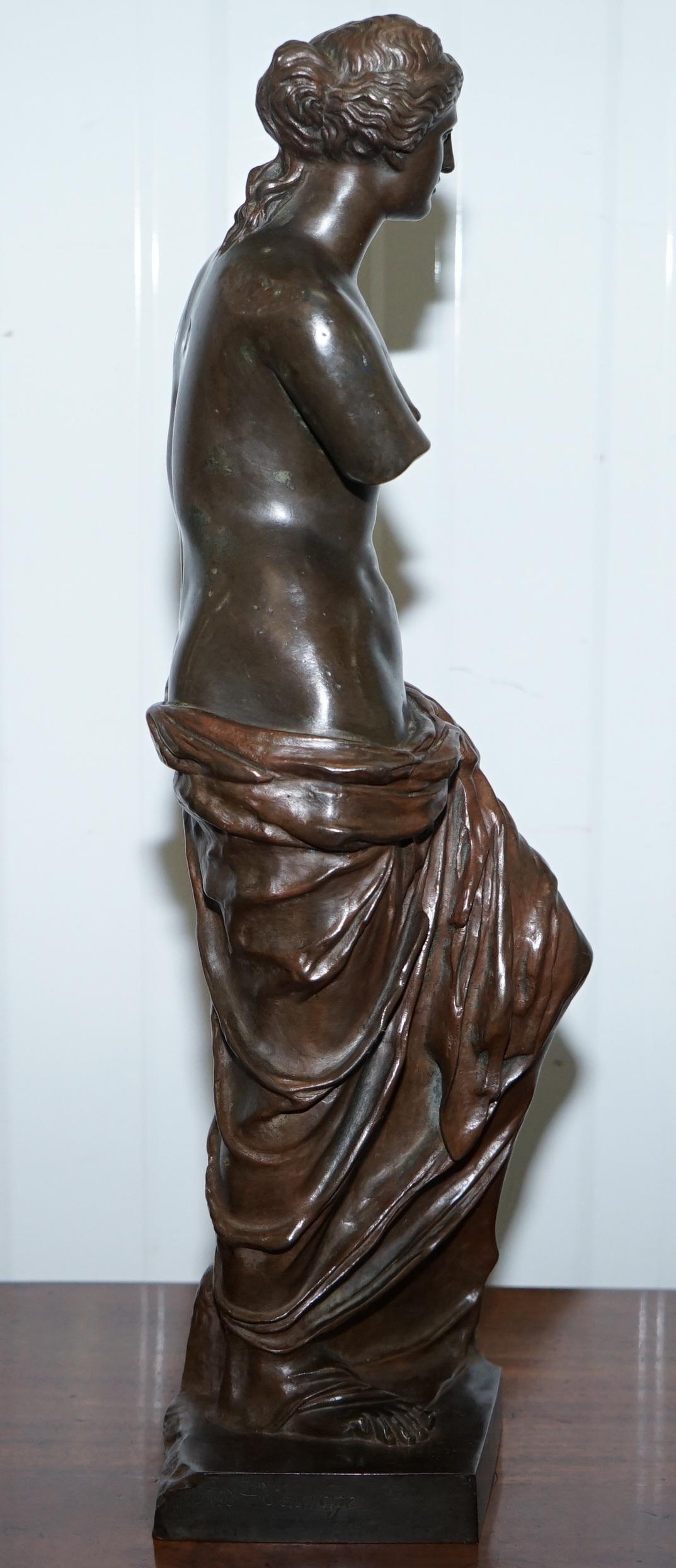 Antique Tiffany & Co Stamped Venus De Milo Bronze Statue Red Tion Sauvage 2