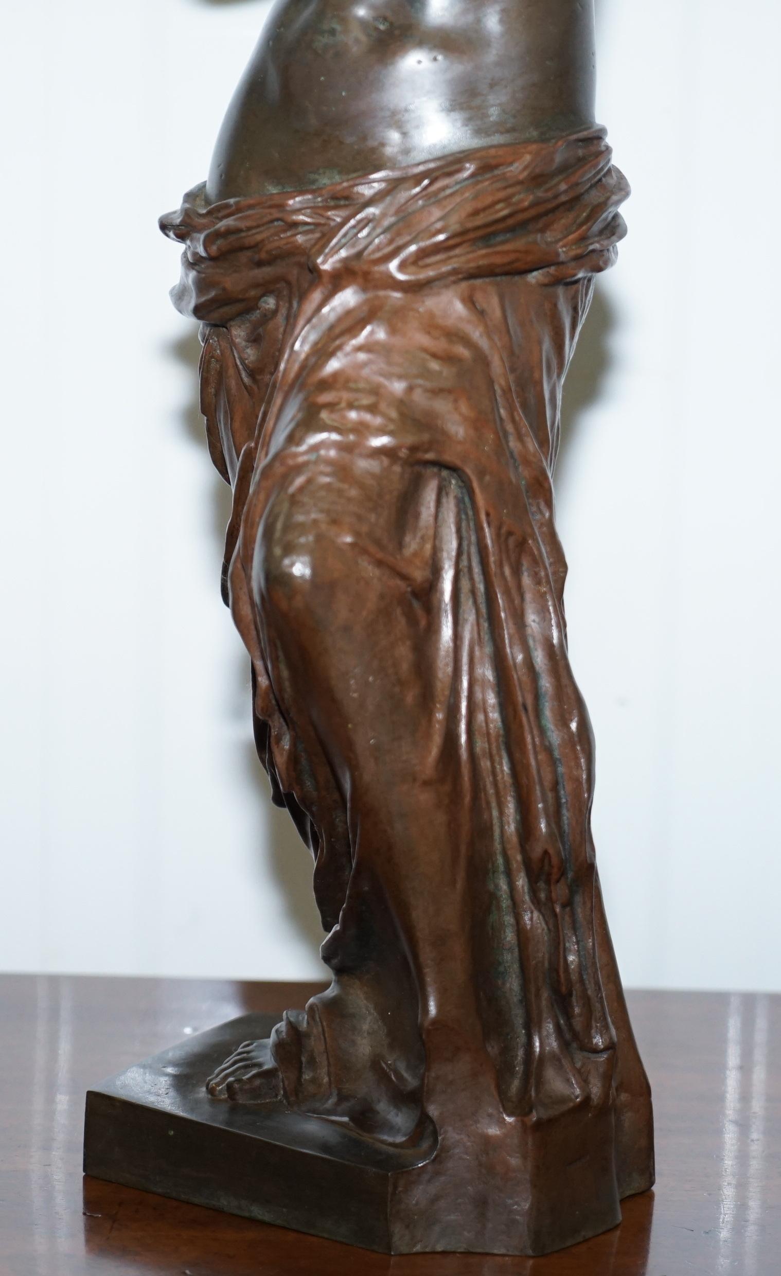 High Victorian Antique Tiffany & Co Stamped Venus De Milo Bronze Statue Red Tion Sauvage