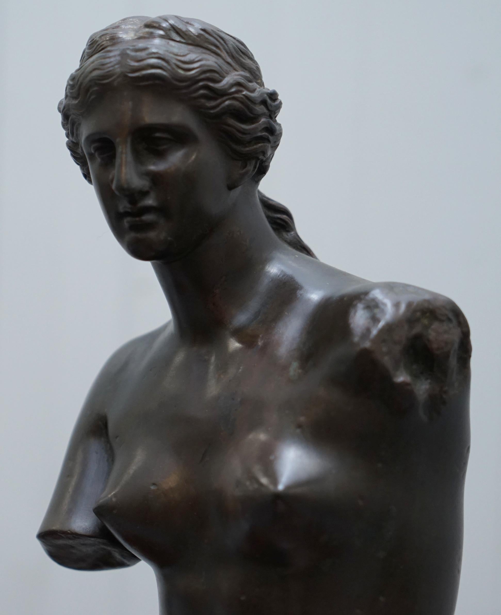 English Antique Tiffany & Co Stamped Venus De Milo Bronze Statue Red Tion Sauvage