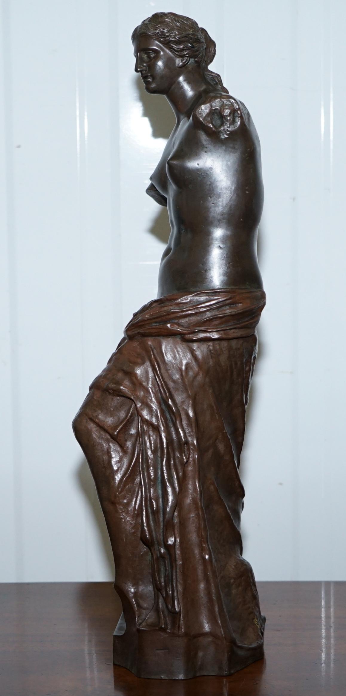 Cast Antique Tiffany & Co Stamped Venus De Milo Bronze Statue Red Tion Sauvage