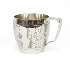 Antique Tiffany & Co. Sterling Silver Child's Mug with Tennis, Golf, & Baseball