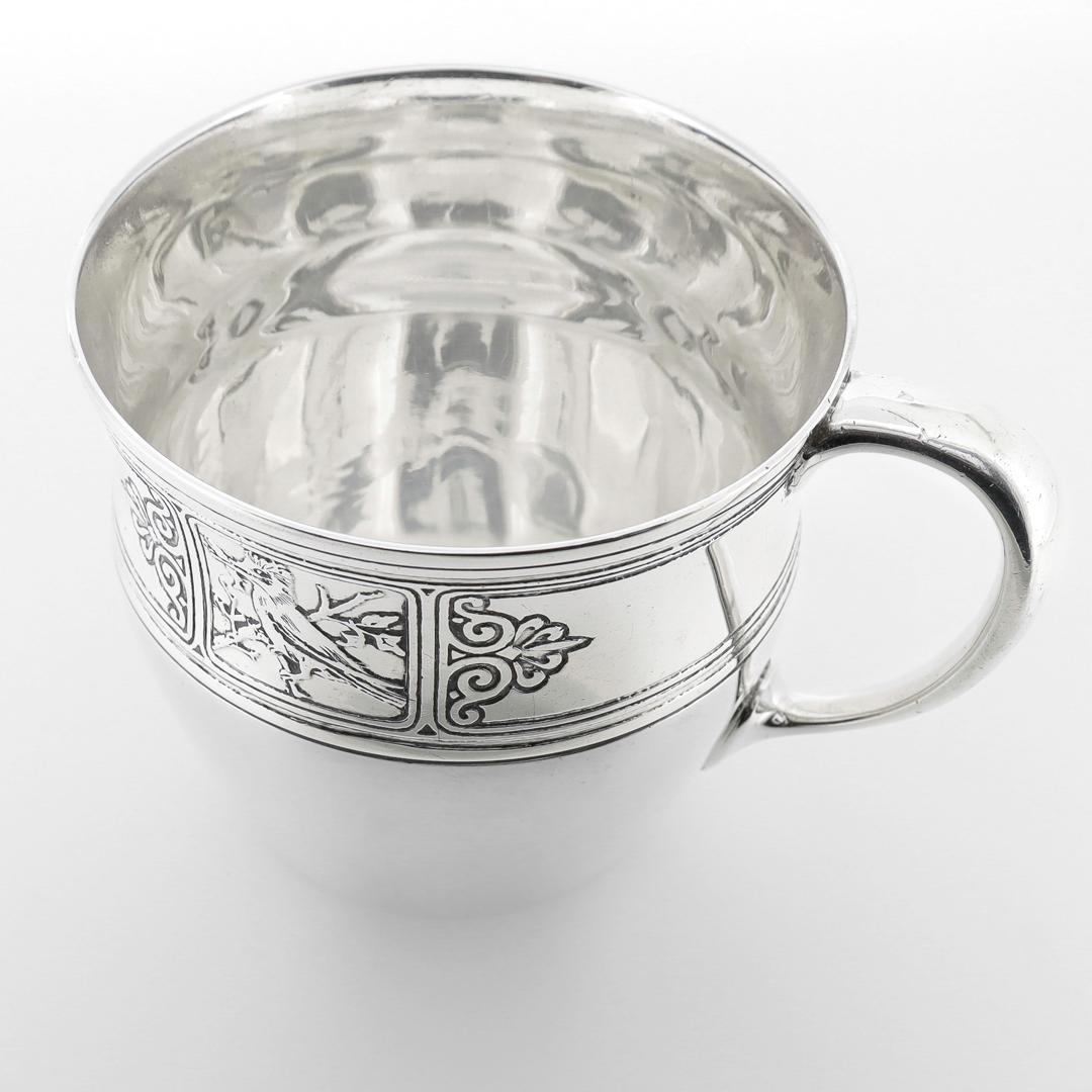Antique Tiffany & Co. Sterling Silver Child's Mug with a Squirrel & Bird For Sale 3