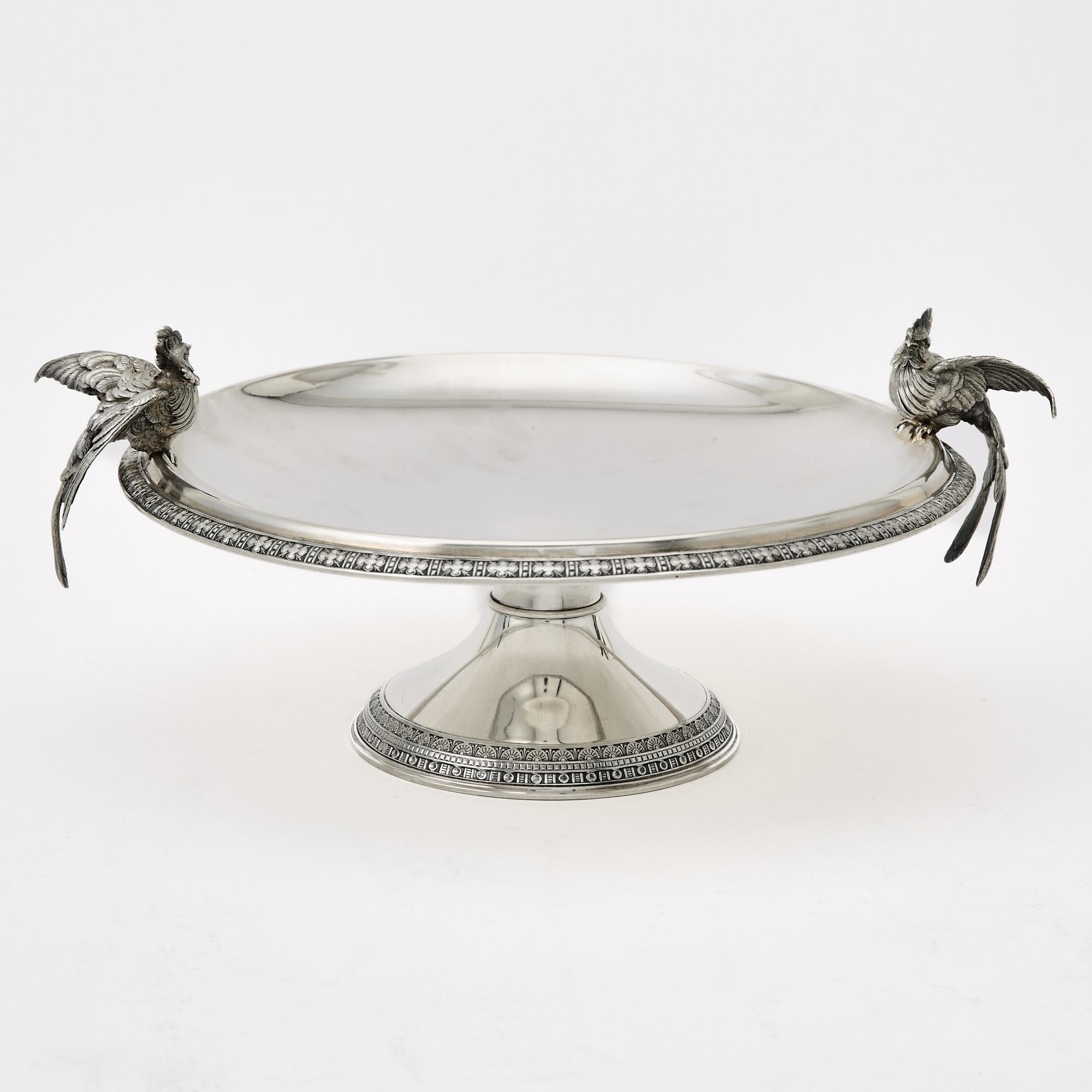 Antique Tiffany & Co. Sterling Silver Compote Centerpiece Bird Handle Circa 1875 For Sale 4