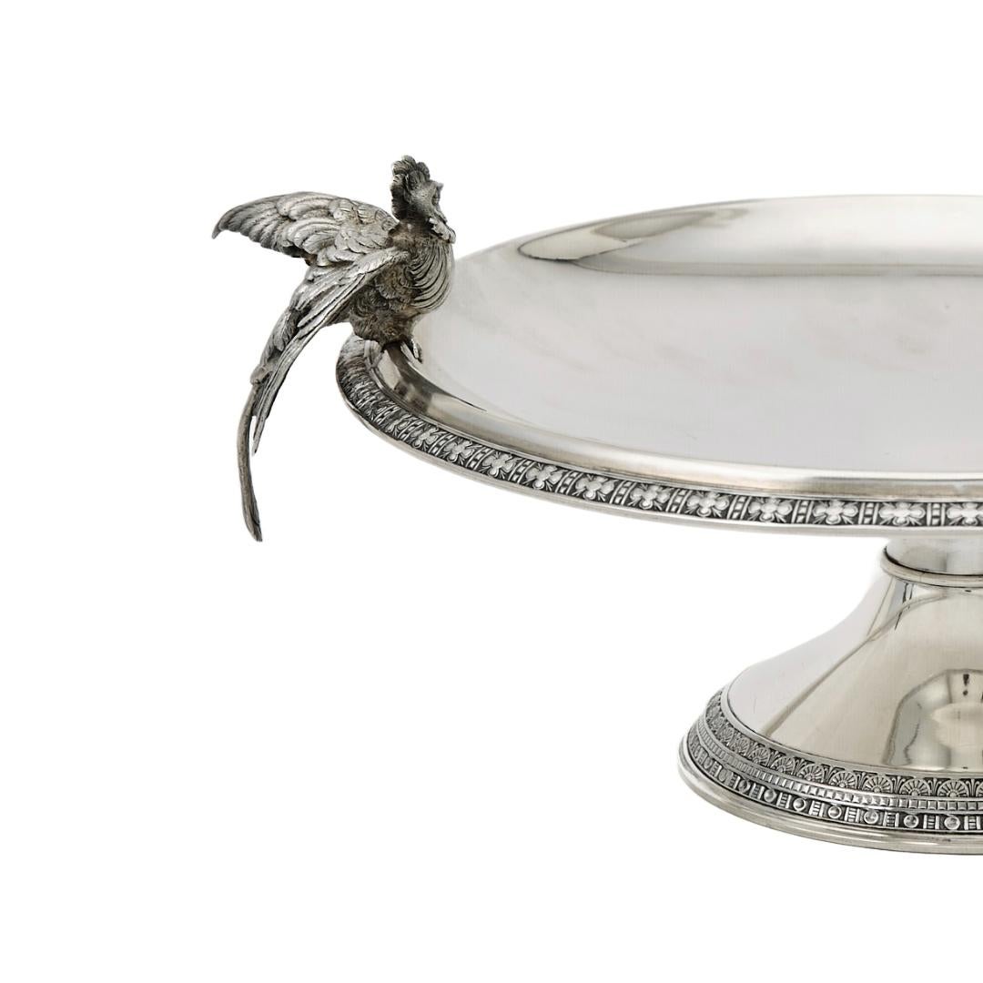 Antique Tiffany & Co. Sterling Silver Compote Centerpiece Bird Handle Circa 1875 In Good Condition For Sale In Tarry Town, NY