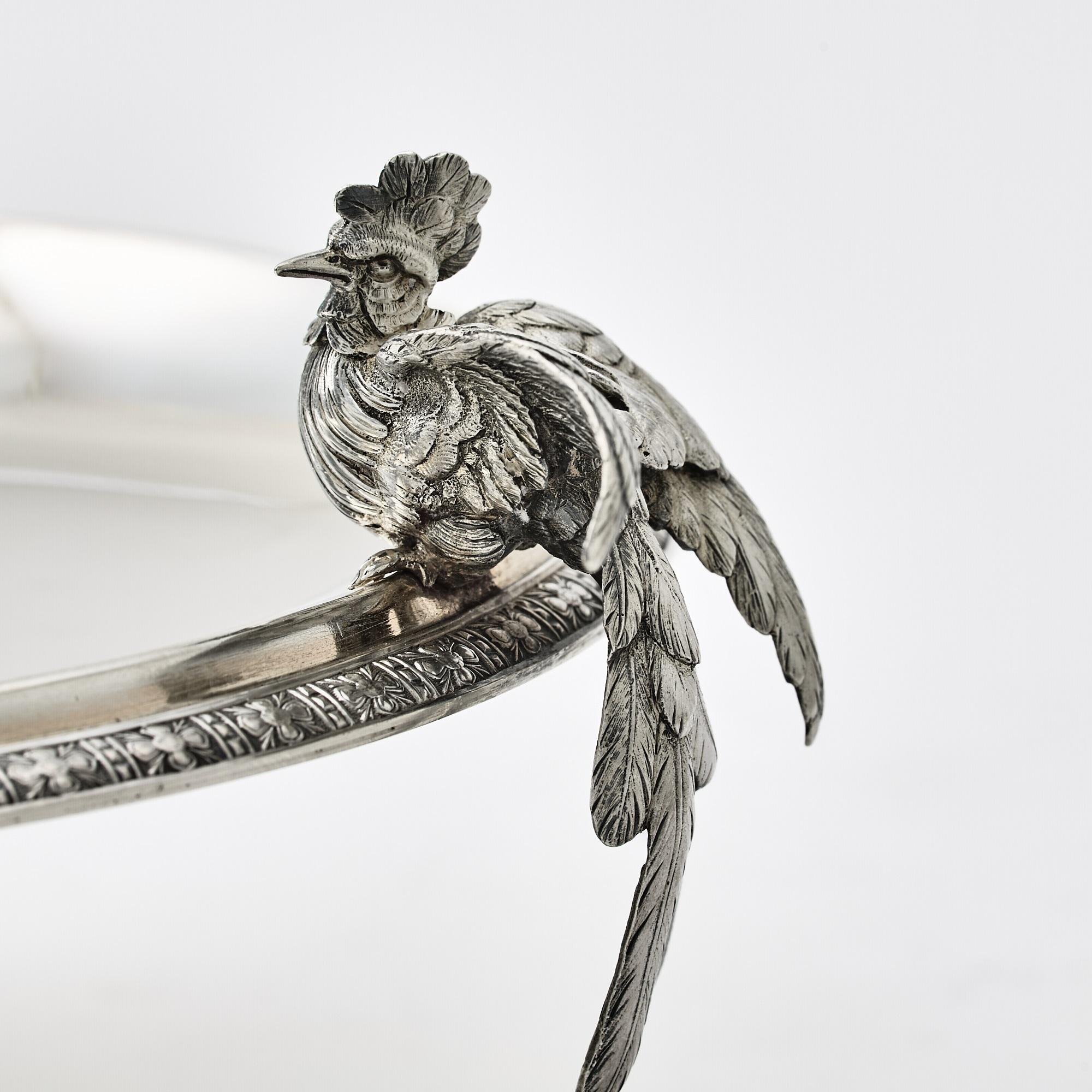 Antique Tiffany & Co. Sterling Silver Compote Centerpiece Bird Handle Circa 1875 For Sale 2