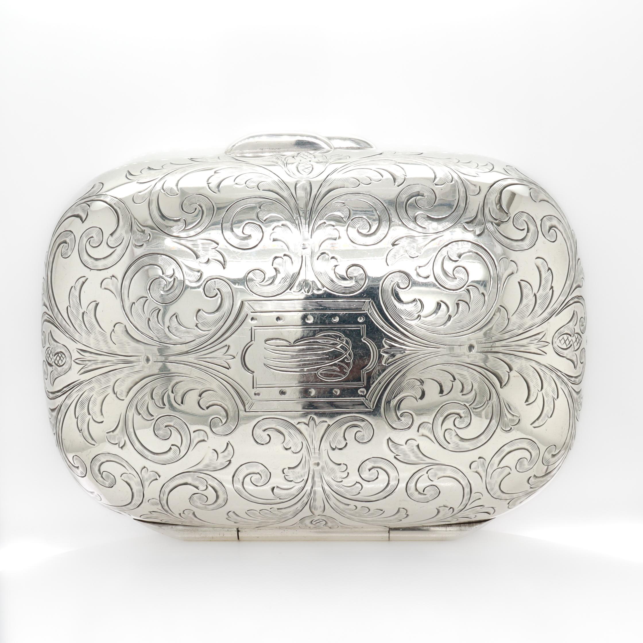 Antigüedades Tiffany & Co. Jabonera de plata de ley grabada y con monograma siglo XX en venta