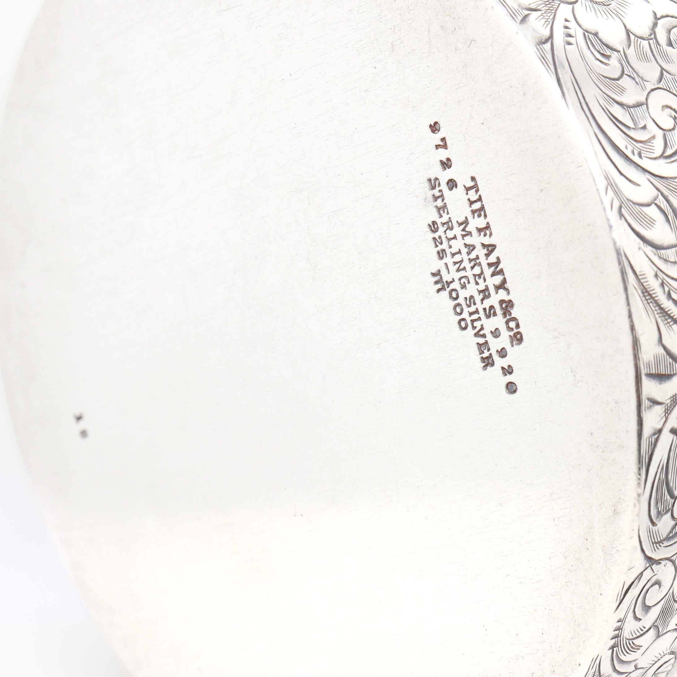 Antique Tiffany & Co. Sterling Silver Engraved Round Dresser Box For Sale 12