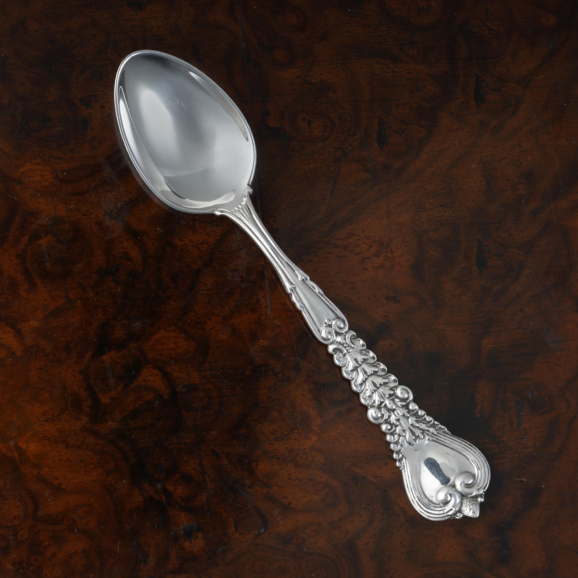 American Antique Tiffany & Co. Sterling Silver Florentine Pattern Demitasse Spoon For Sale