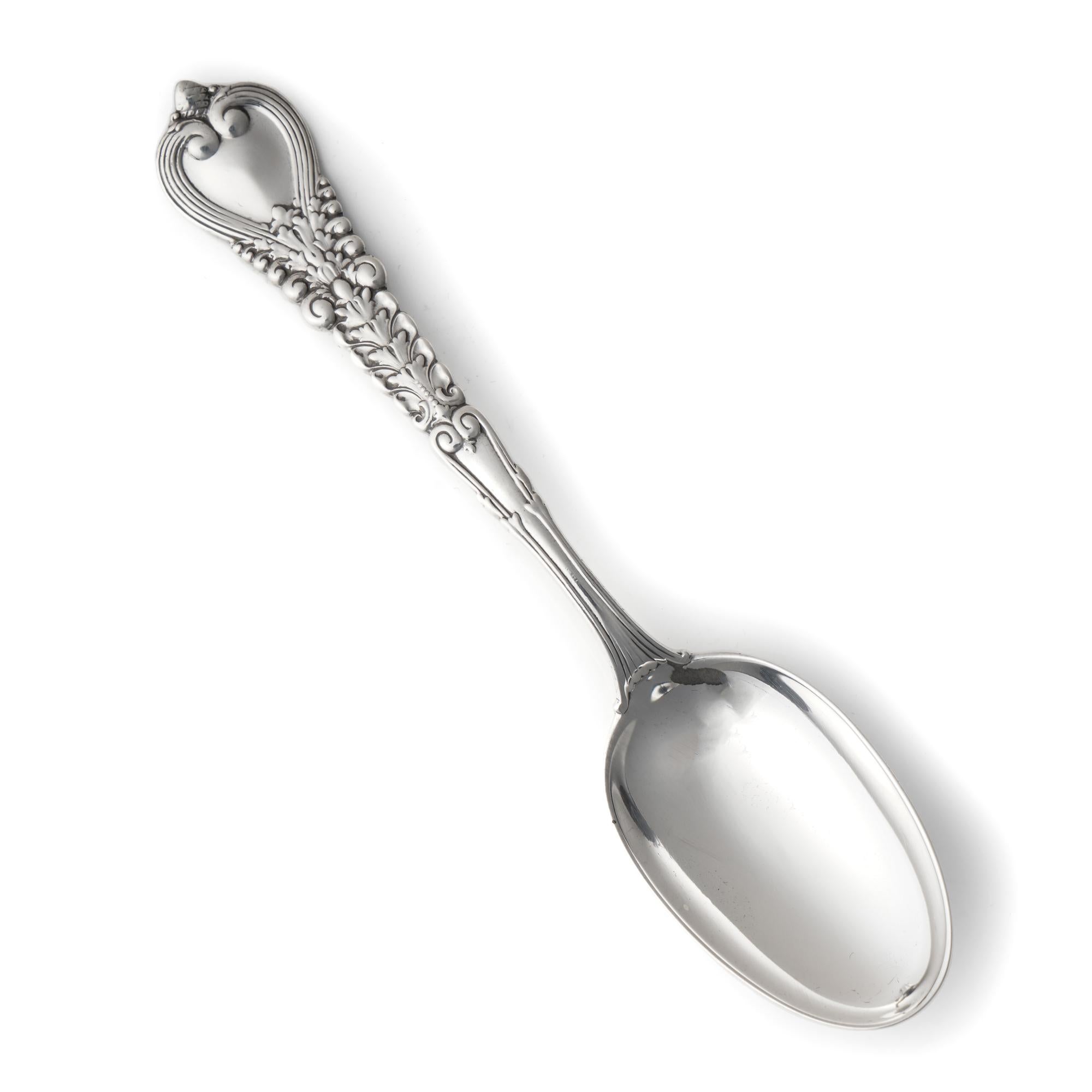 American Antique Tiffany & Co. Sterling Silver Florentine Pattern Dessert Spoon For Sale