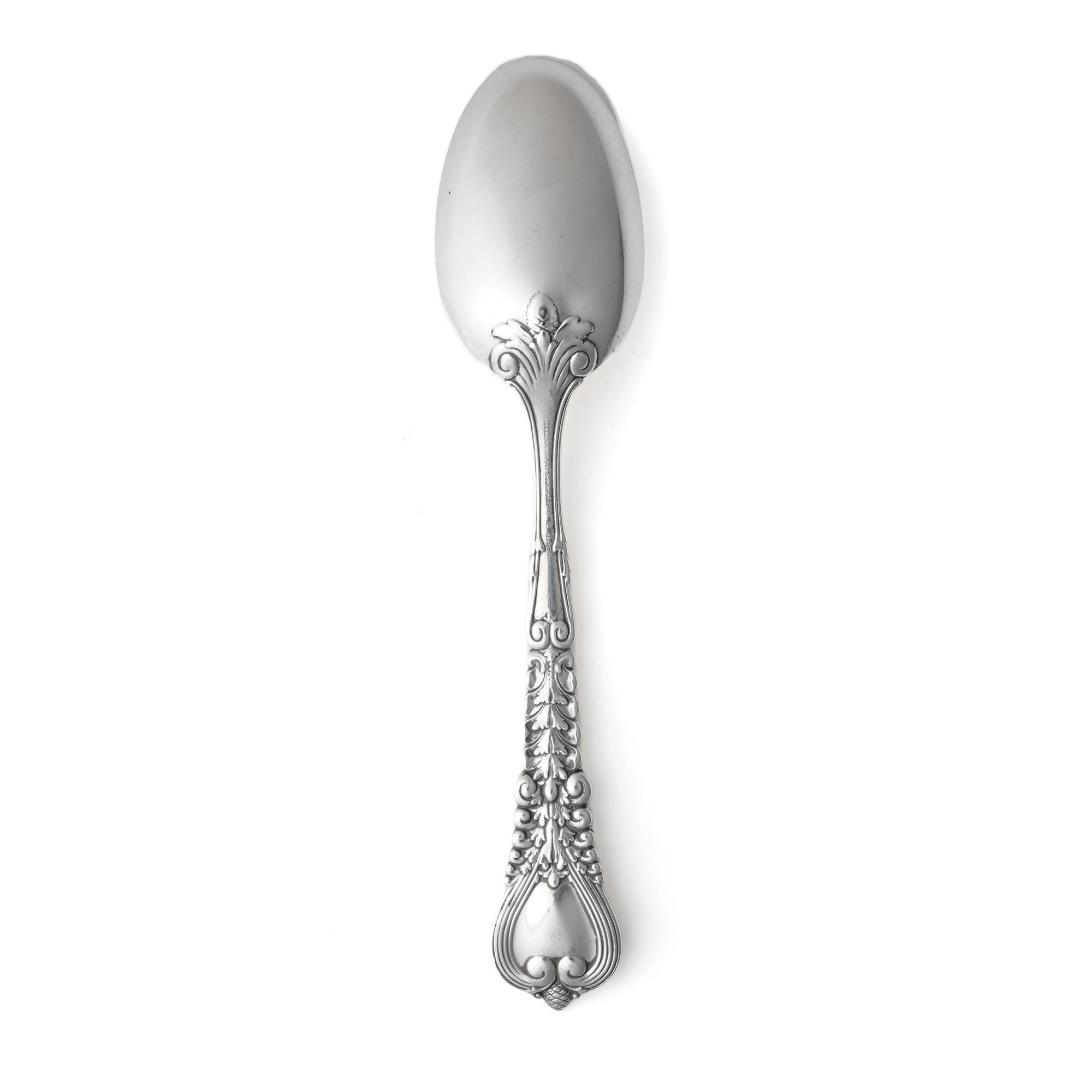 Early 20th Century Antique Tiffany & Co. Sterling Silver Florentine Pattern Dessert Spoon For Sale