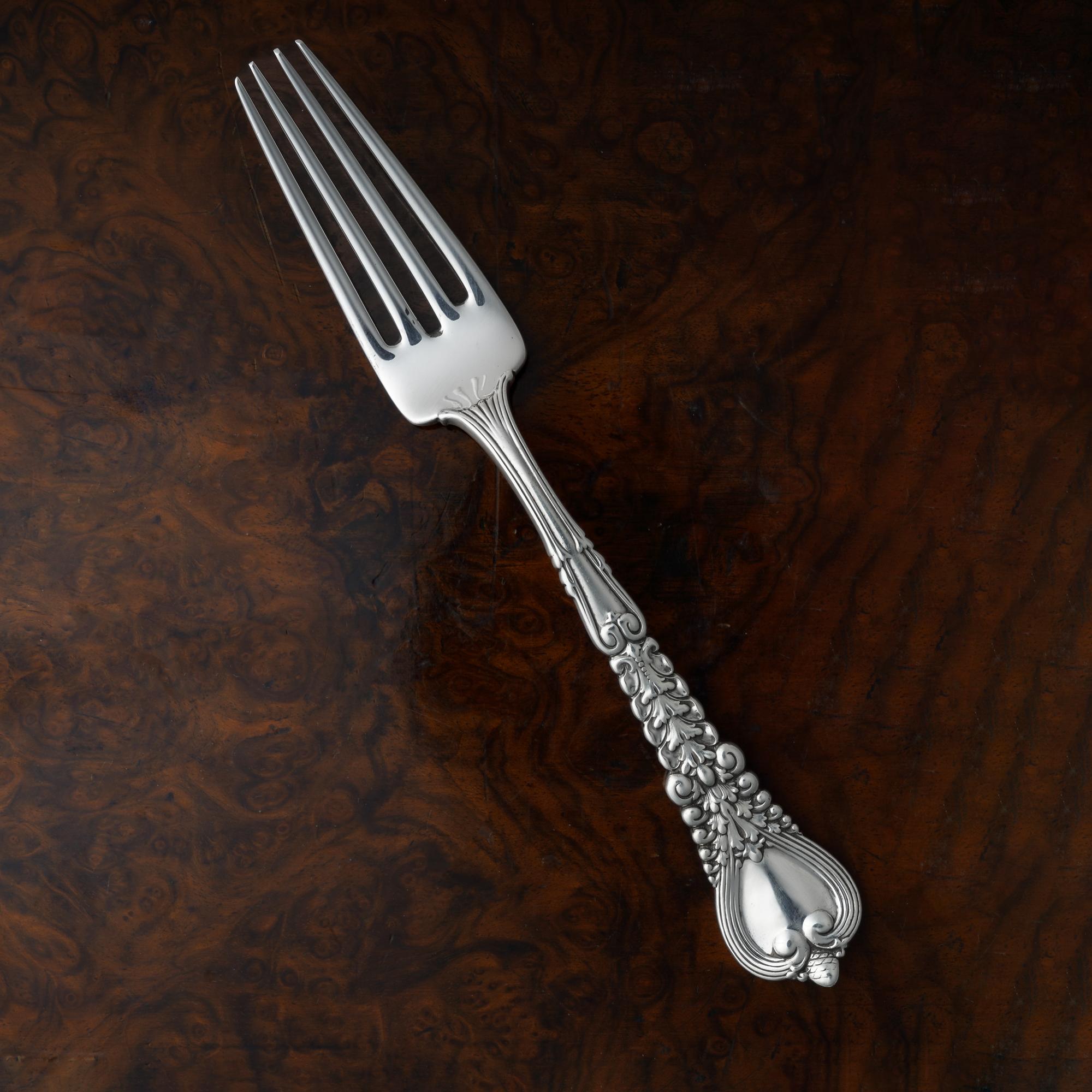 American Antique Tiffany & Co. Sterling Silver Florentine Pattern Fork For Sale