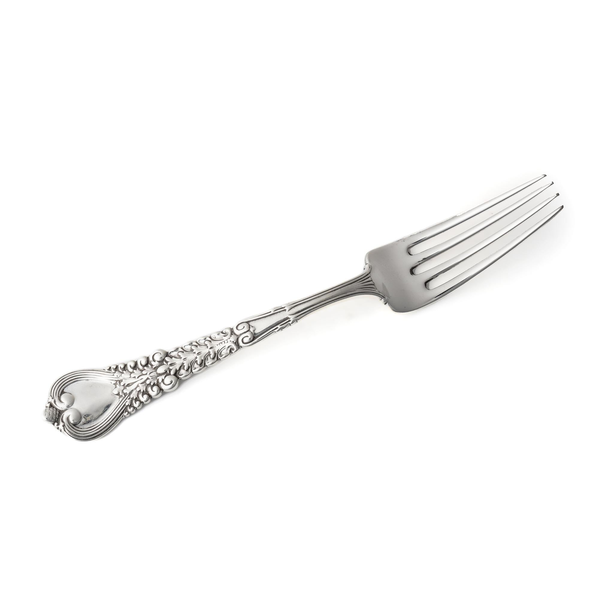 Early 20th Century Antique Tiffany & Co. Sterling Silver Florentine Pattern Fork For Sale