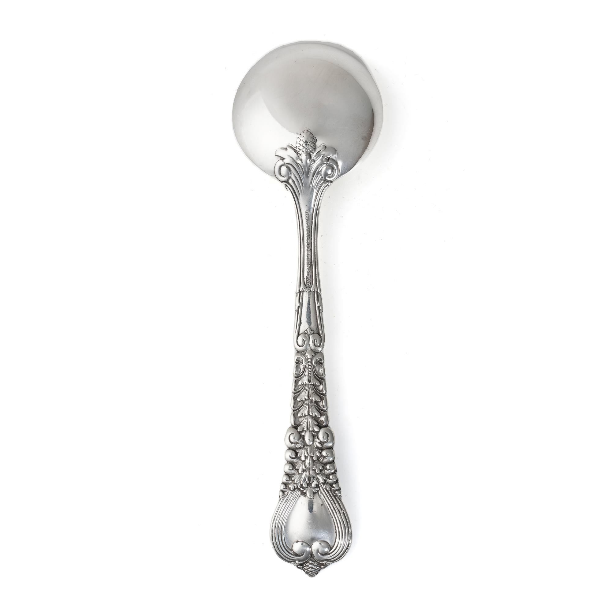 Antique Tiffany & Co. Sterling Silver Florentine Pattern Salt Spoon For Sale 1