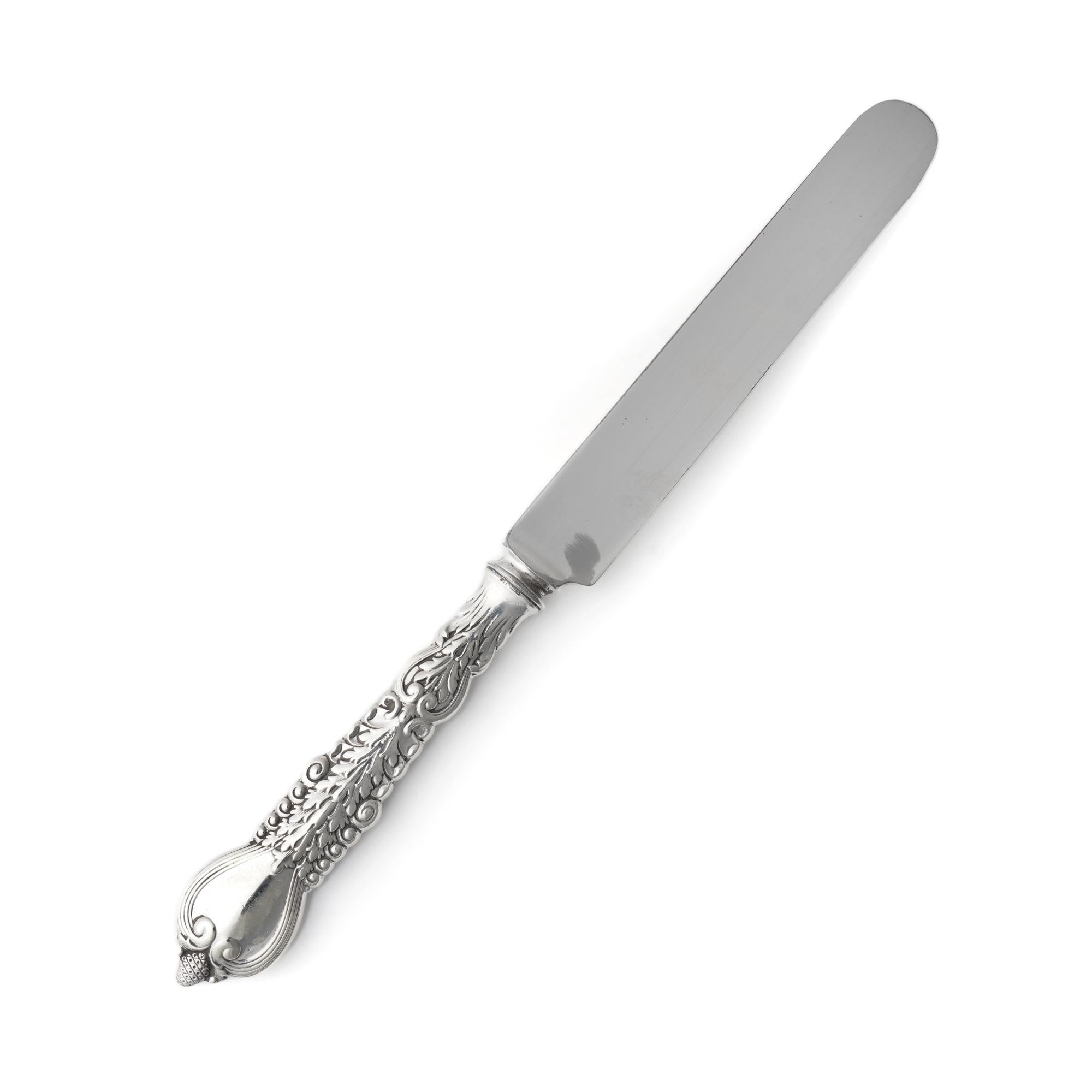 Early 20th Century Antique Tiffany & Co. Sterling Silver Florentine Pattern Table Knife For Sale