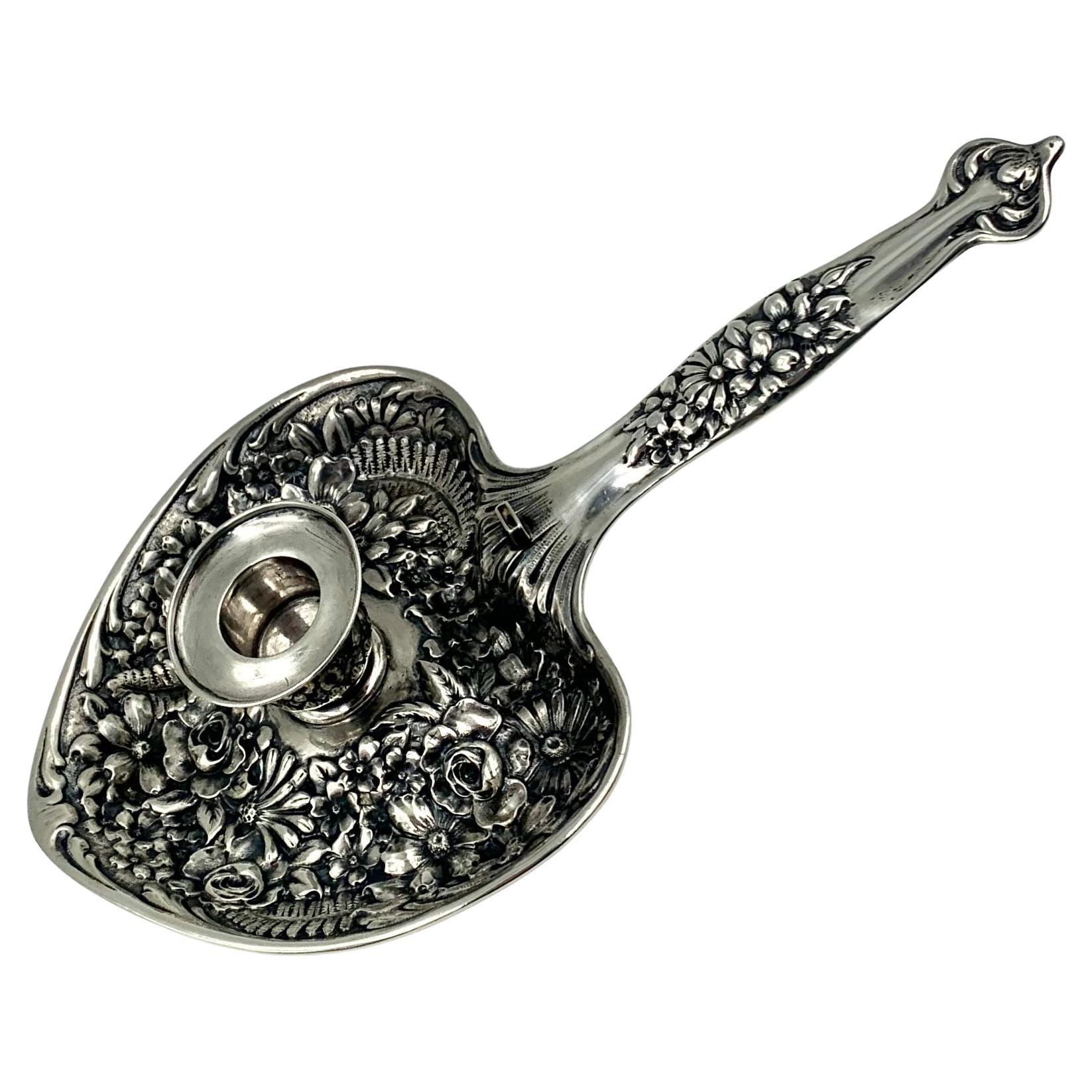 Antique Tiffany 
Co. Sterling Silver Heart Shaped Chamberstick Candle Holder For Sale