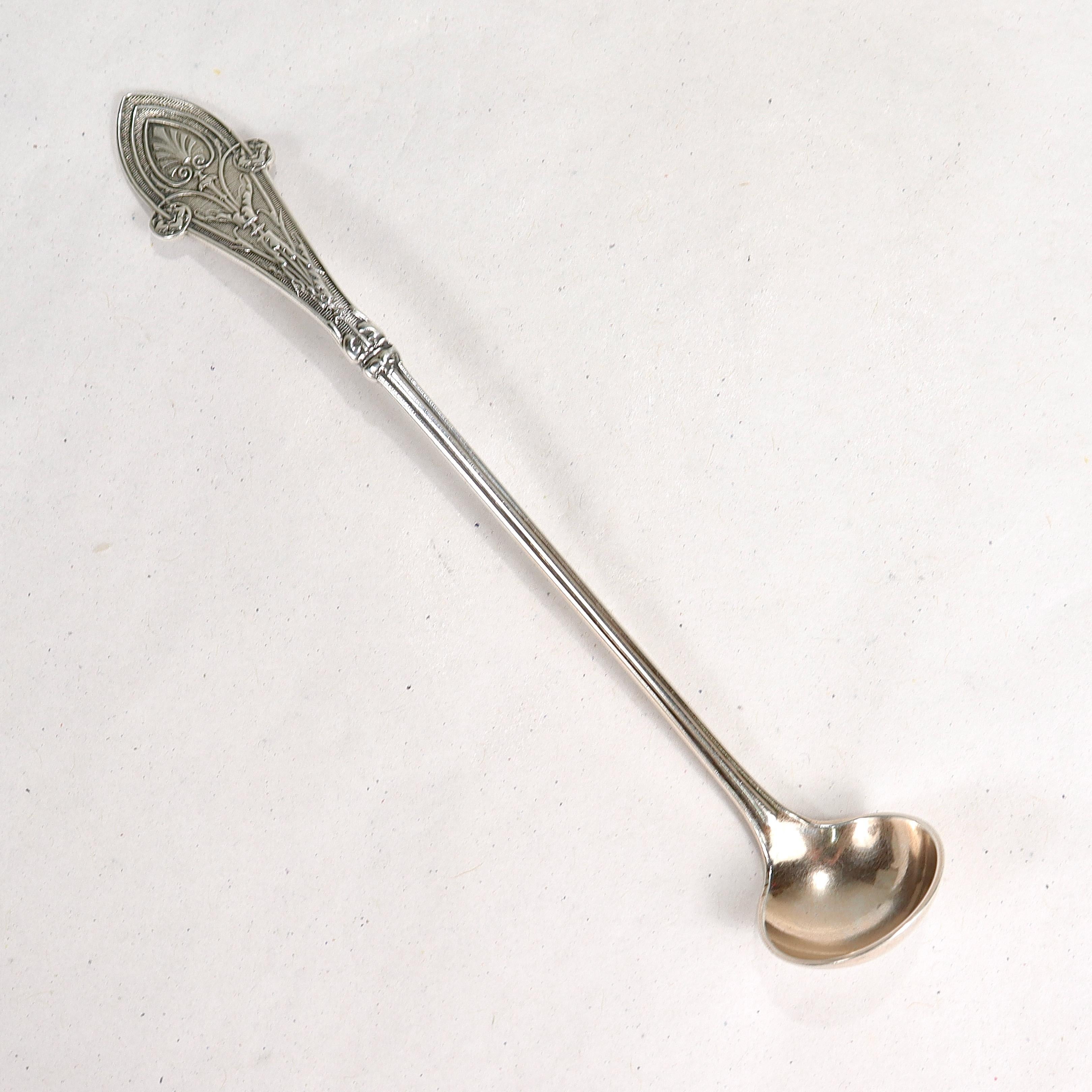 Gilded Age Antique Tiffany & Co. Sterling Silver Italian Pattern Mustard Ladle For Sale