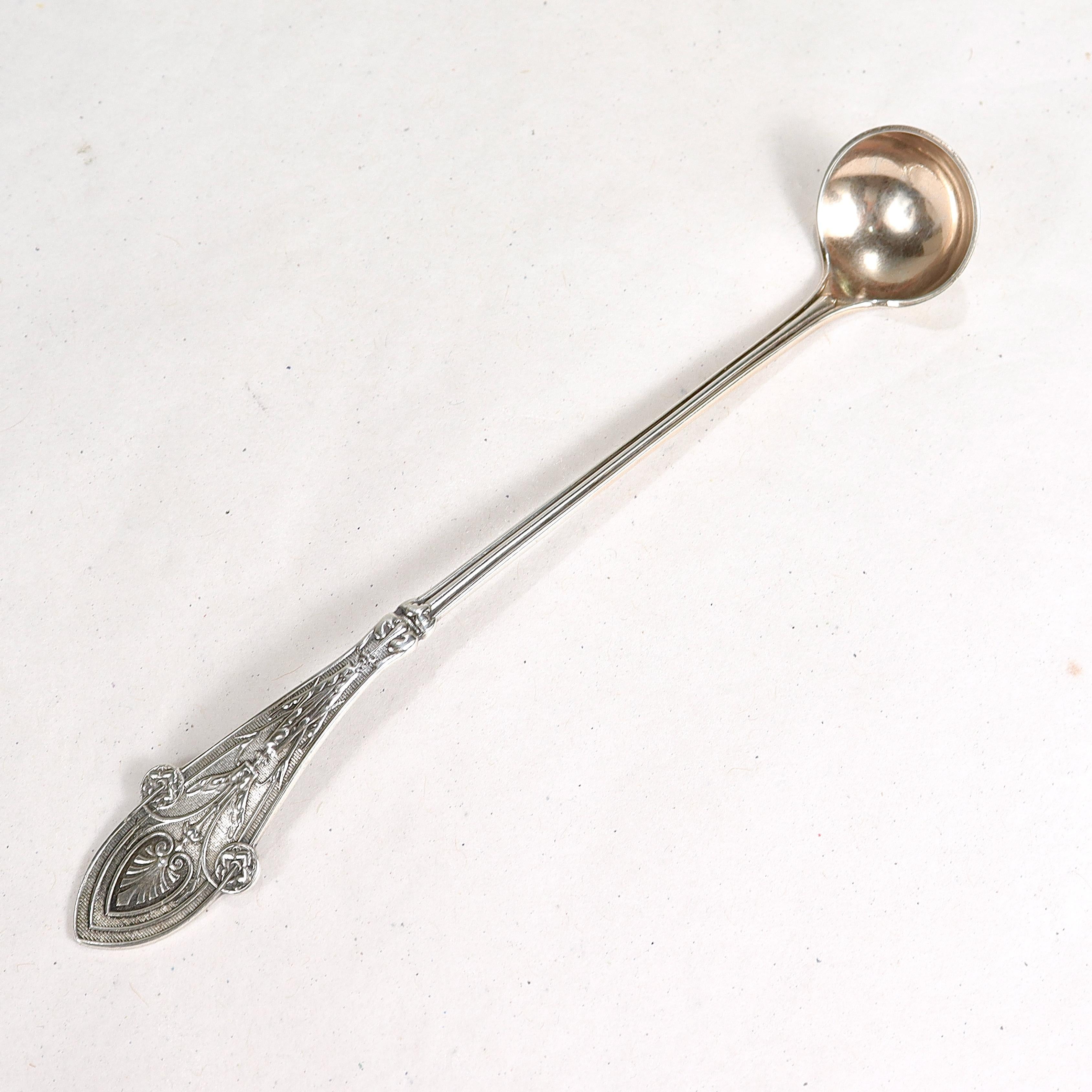 Antique Tiffany & Co. Sterling Silver Italian Pattern Mustard Ladle In Good Condition For Sale In Philadelphia, PA