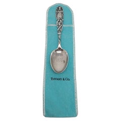 Antiker Tiffany & Co Sterling Silber Jack und Jill Jugend Löffel mit Mono w/Pouch