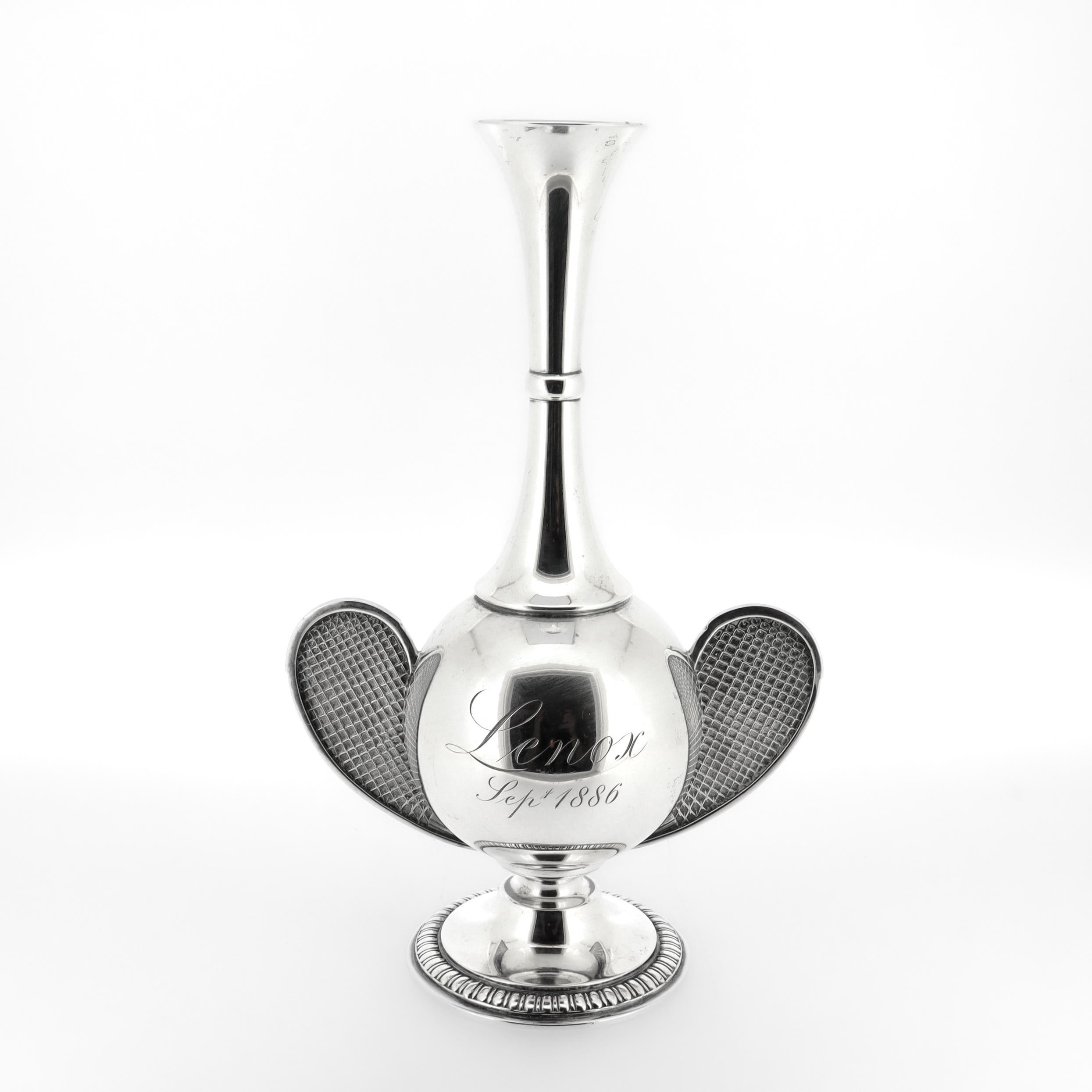 Aesthetic Movement Antique Tiffany & Co Sterling Silver Lenox Invitational Tennis Trophy Vase, 1886 For Sale
