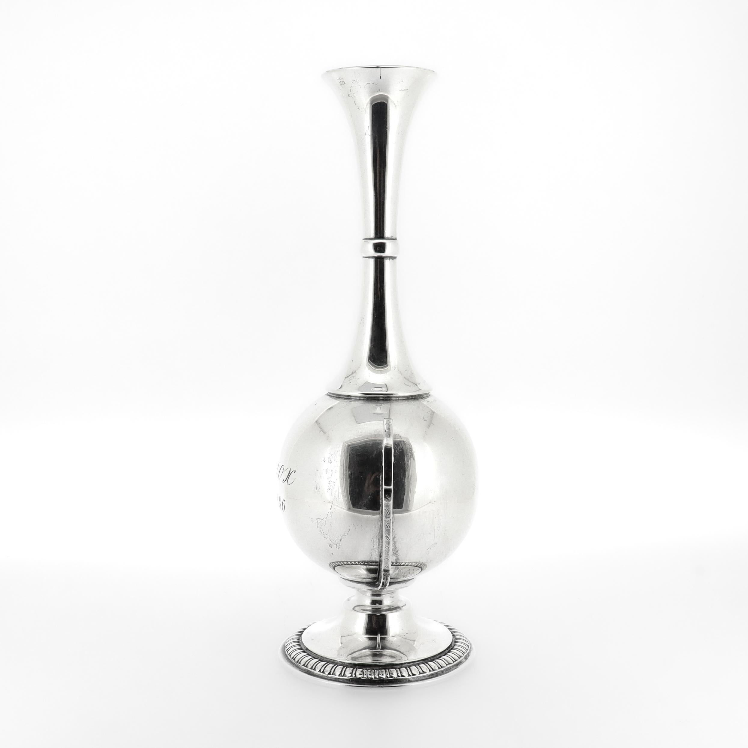 American Antique Tiffany & Co Sterling Silver Lenox Invitational Tennis Trophy Vase, 1886 For Sale
