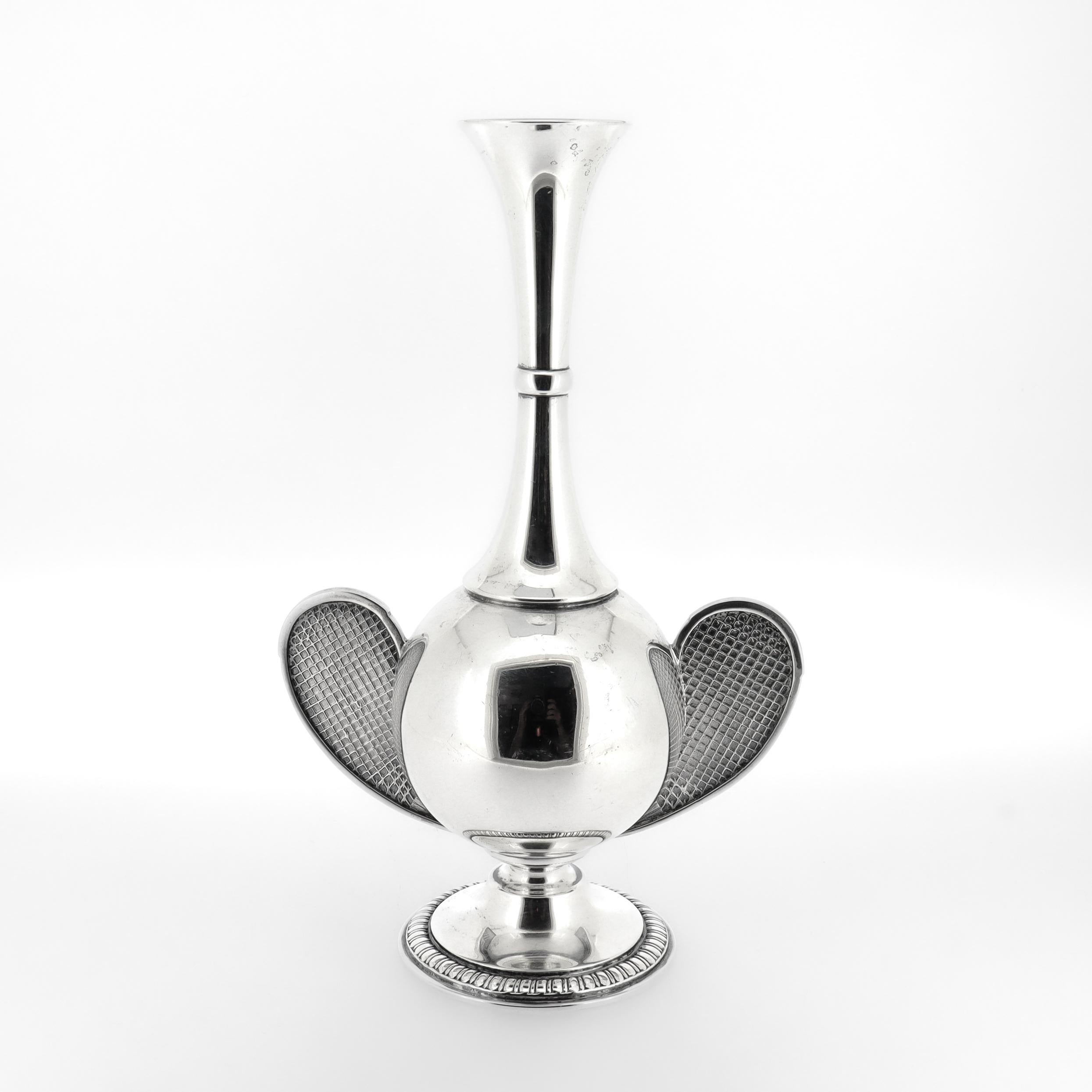 Antique Tiffany & Co Sterling Silver Lenox Invitational Tennis Trophy Vase, 1886 In Good Condition For Sale In Philadelphia, PA