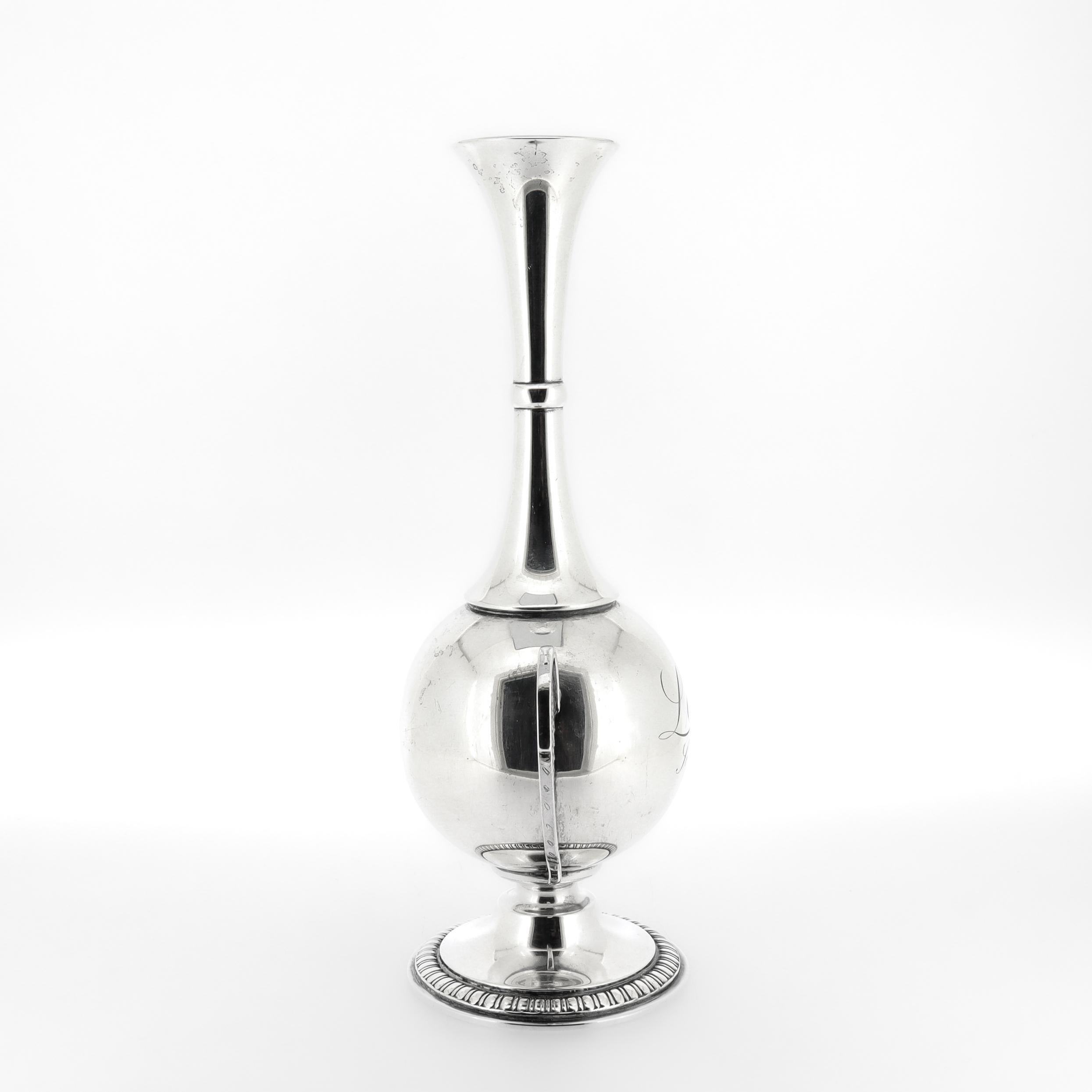 Late 19th Century Antique Tiffany & Co Sterling Silver Lenox Invitational Tennis Trophy Vase, 1886 For Sale