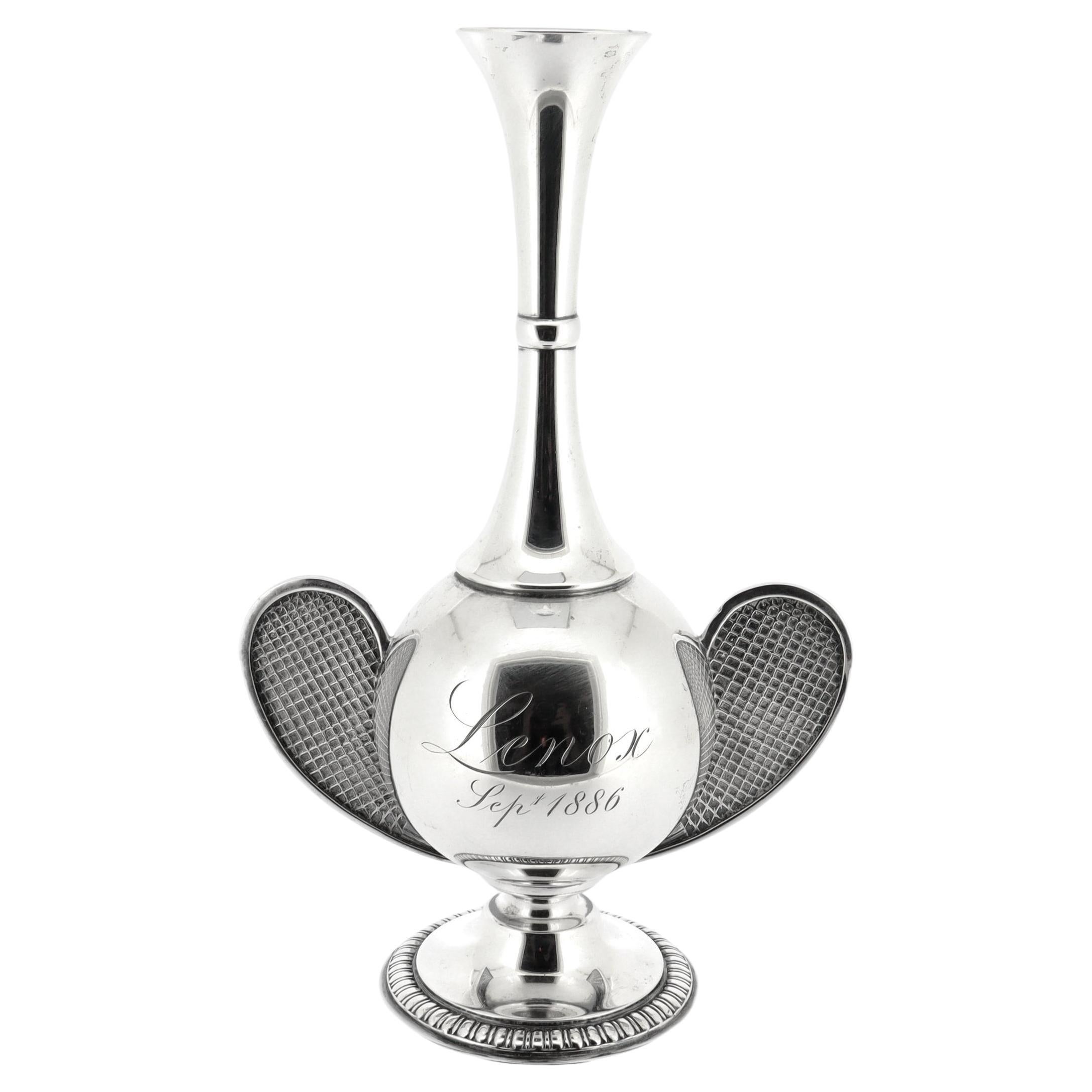 Antique Tiffany & Co Sterling Silver Lenox Invitational Tennis Trophy Vase, 1886 For Sale