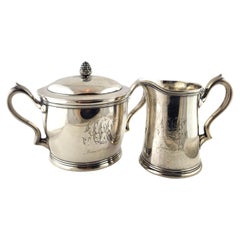 Antique Tiffany & Co Sterling Silver Lidded Sugar Bowl and Creamer #18706