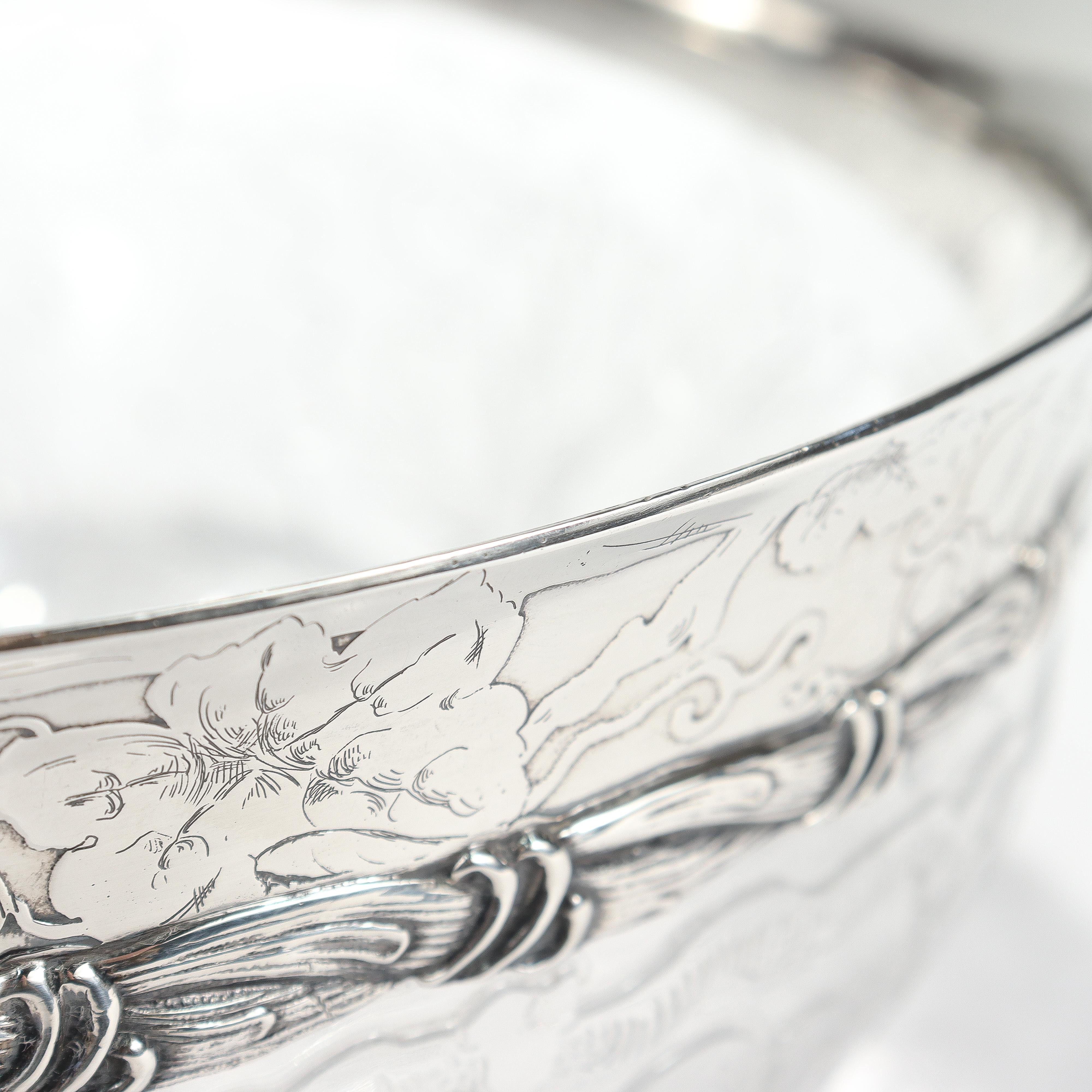 Antique Tiffany & Co. Sterling Silver Mounted 'Rock Crystal' Cut Glass Bowl 13