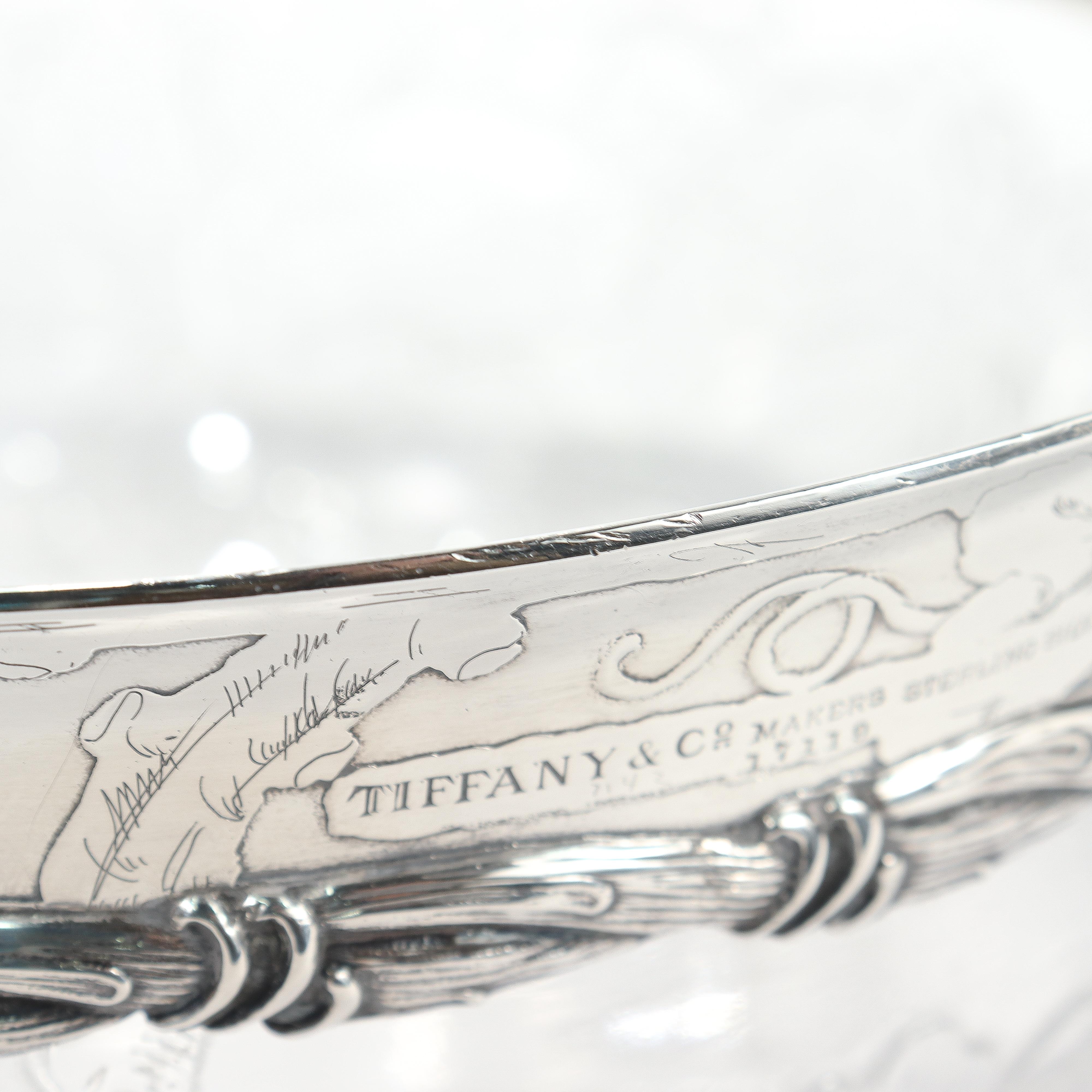 Antique Tiffany & Co. Sterling Silver Mounted 'Rock Crystal' Cut Glass Bowl 14