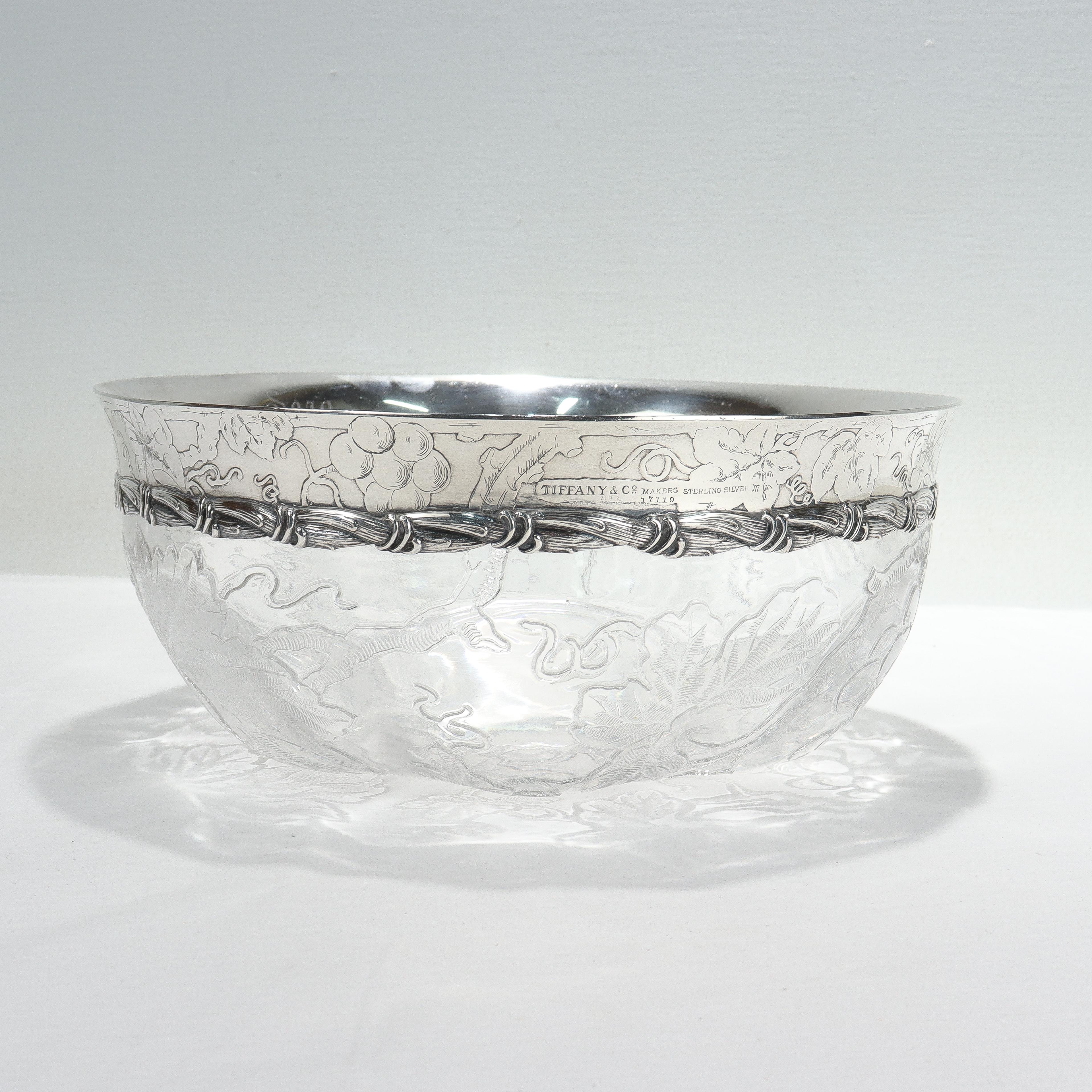 A Fine Tiffany & Co. antique silver mounted and cut glass centerpiece bowl.

In cut & engraved, so-called 