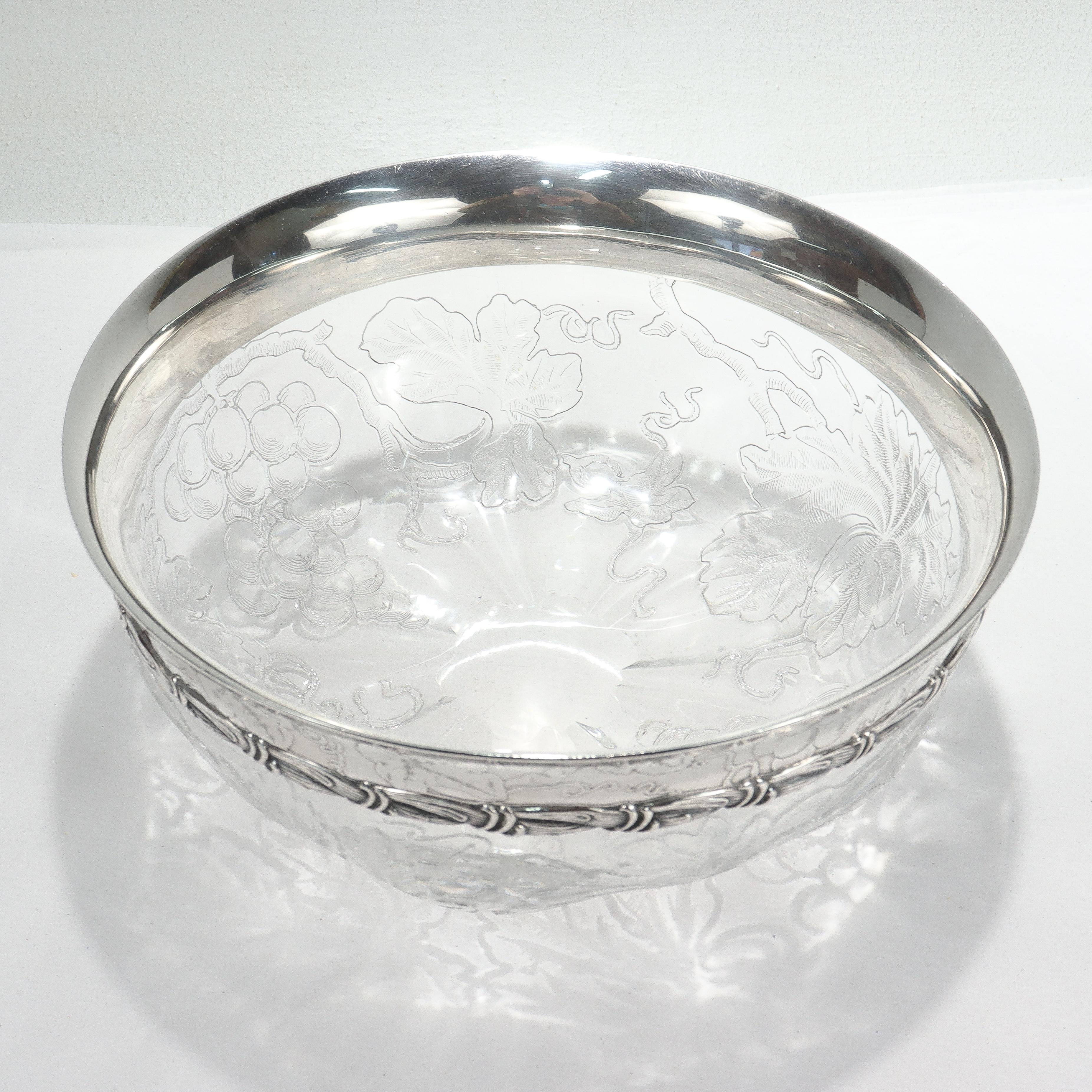 Antique Tiffany & Co. Sterling Silver Mounted 'Rock Crystal' Cut Glass Bowl 2