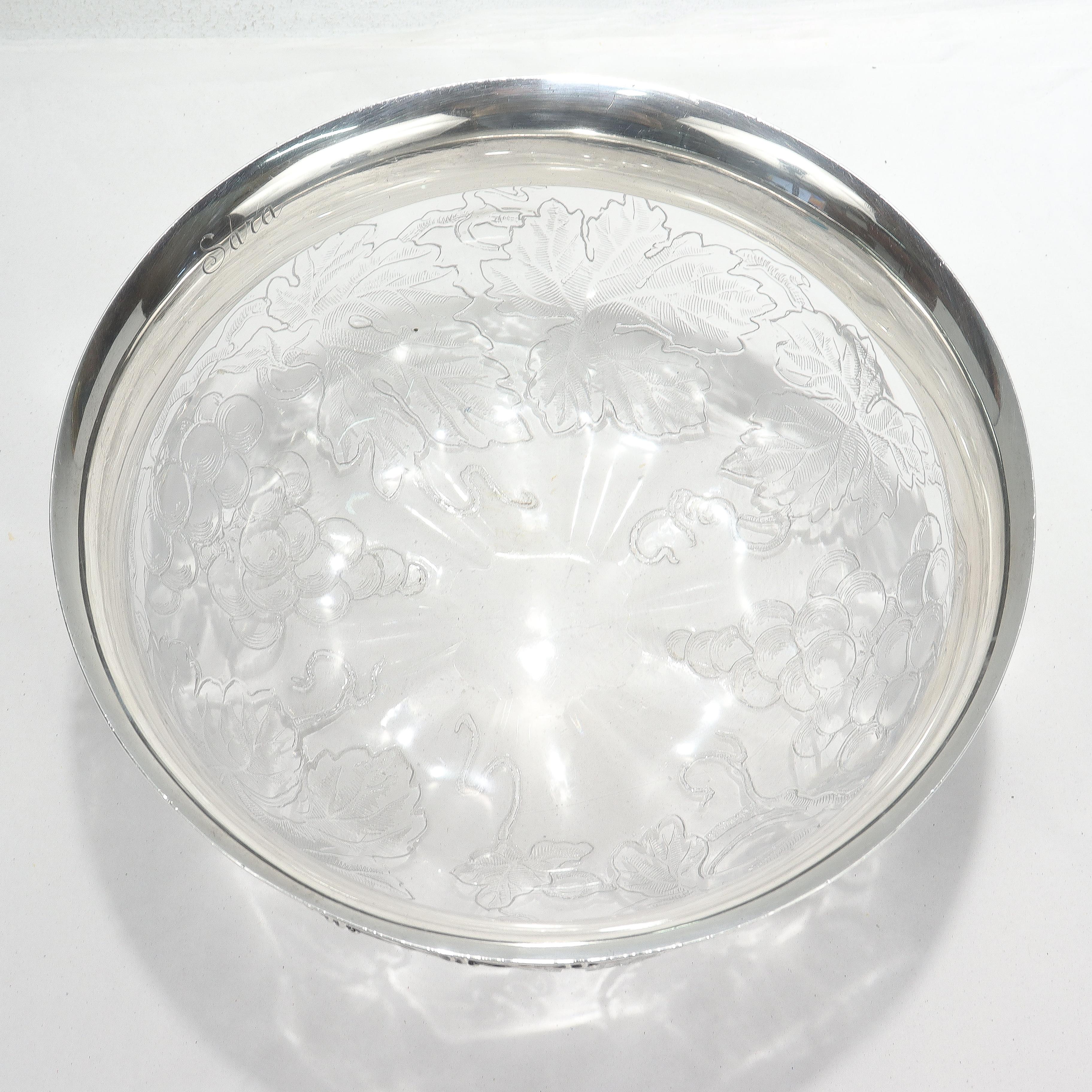 Antique Tiffany & Co. Sterling Silver Mounted 'Rock Crystal' Cut Glass Bowl 3