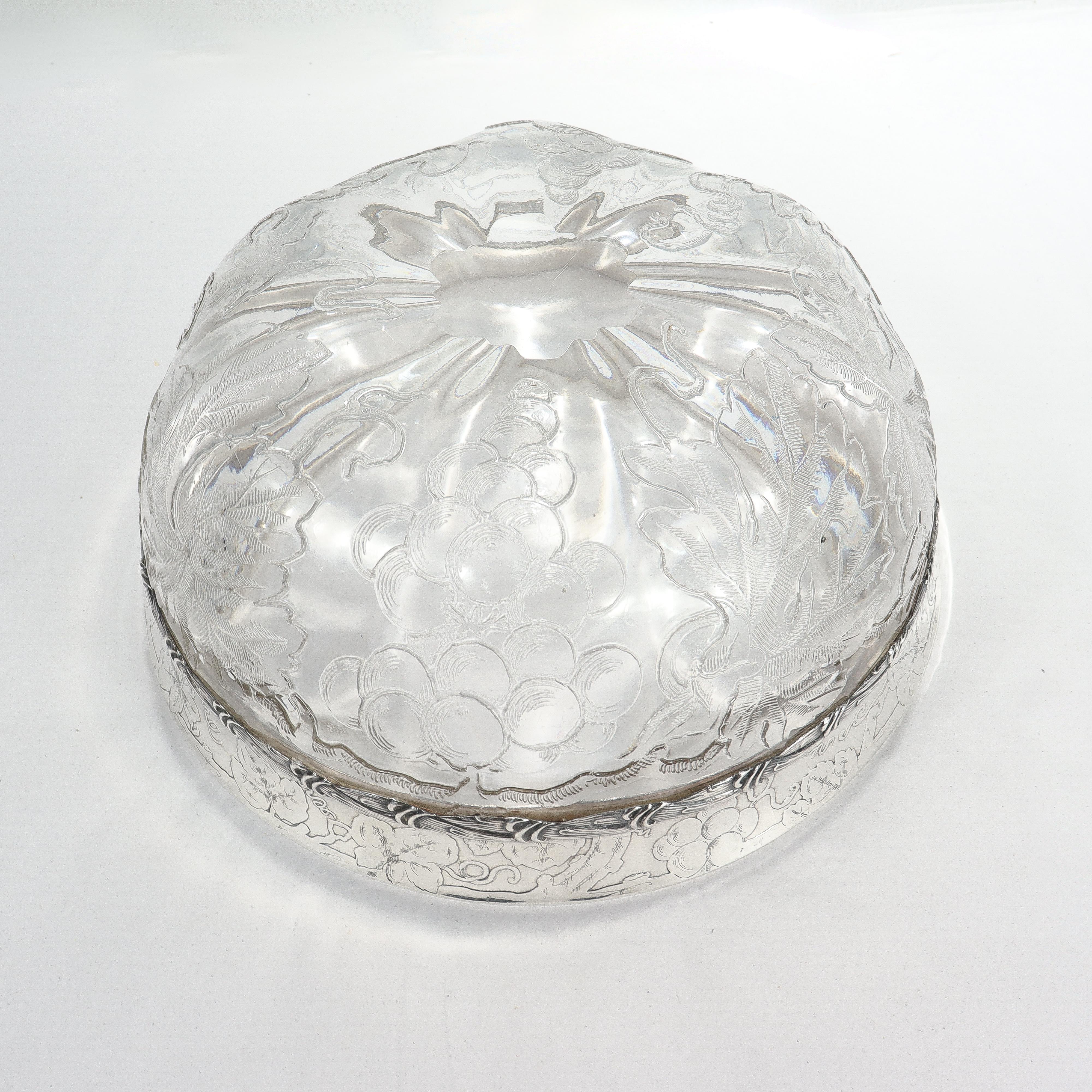 Antique Tiffany & Co. Sterling Silver Mounted 'Rock Crystal' Cut Glass Bowl 4