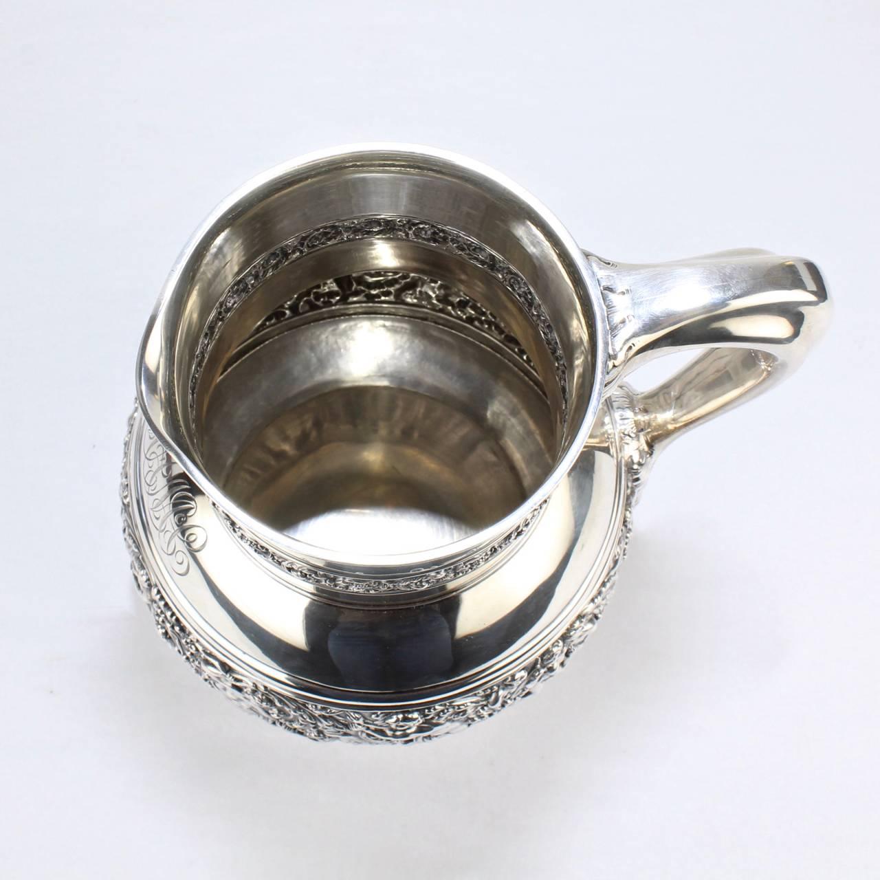 Antique Tiffany & Co. Sterling Silver Olympian Pattern Water Pitcher 6