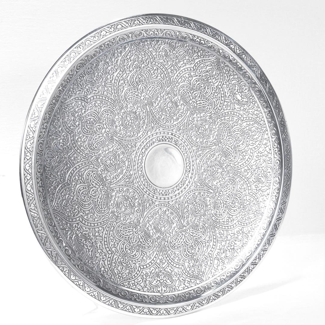 Antique Tiffany & Co Sterling Silver Persian Acid-Etched Serving Tray/Cake Stand For Sale 3
