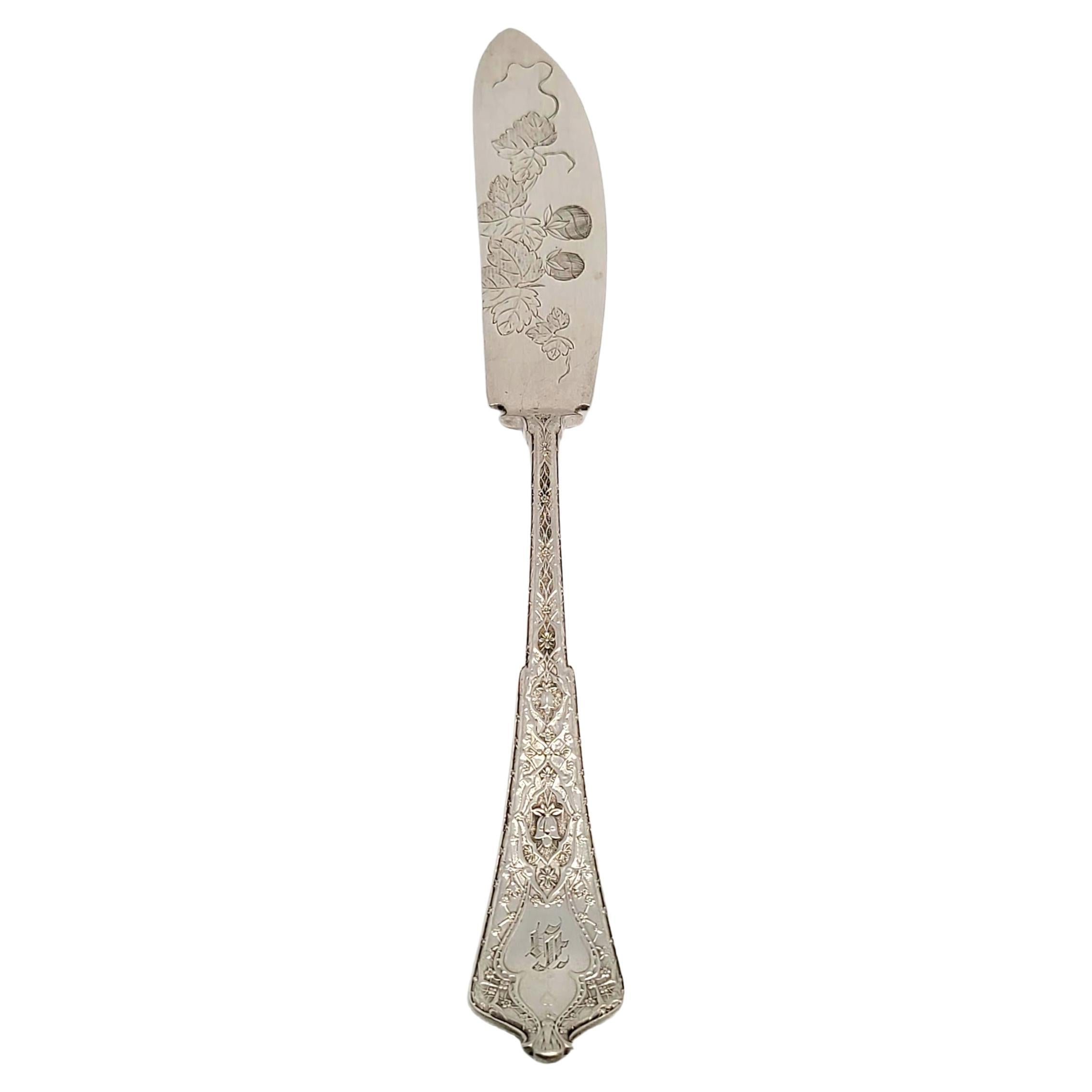 Couteau à beurre persan antique Tiffany & Co en argent sterling à manche plat avec monogramme