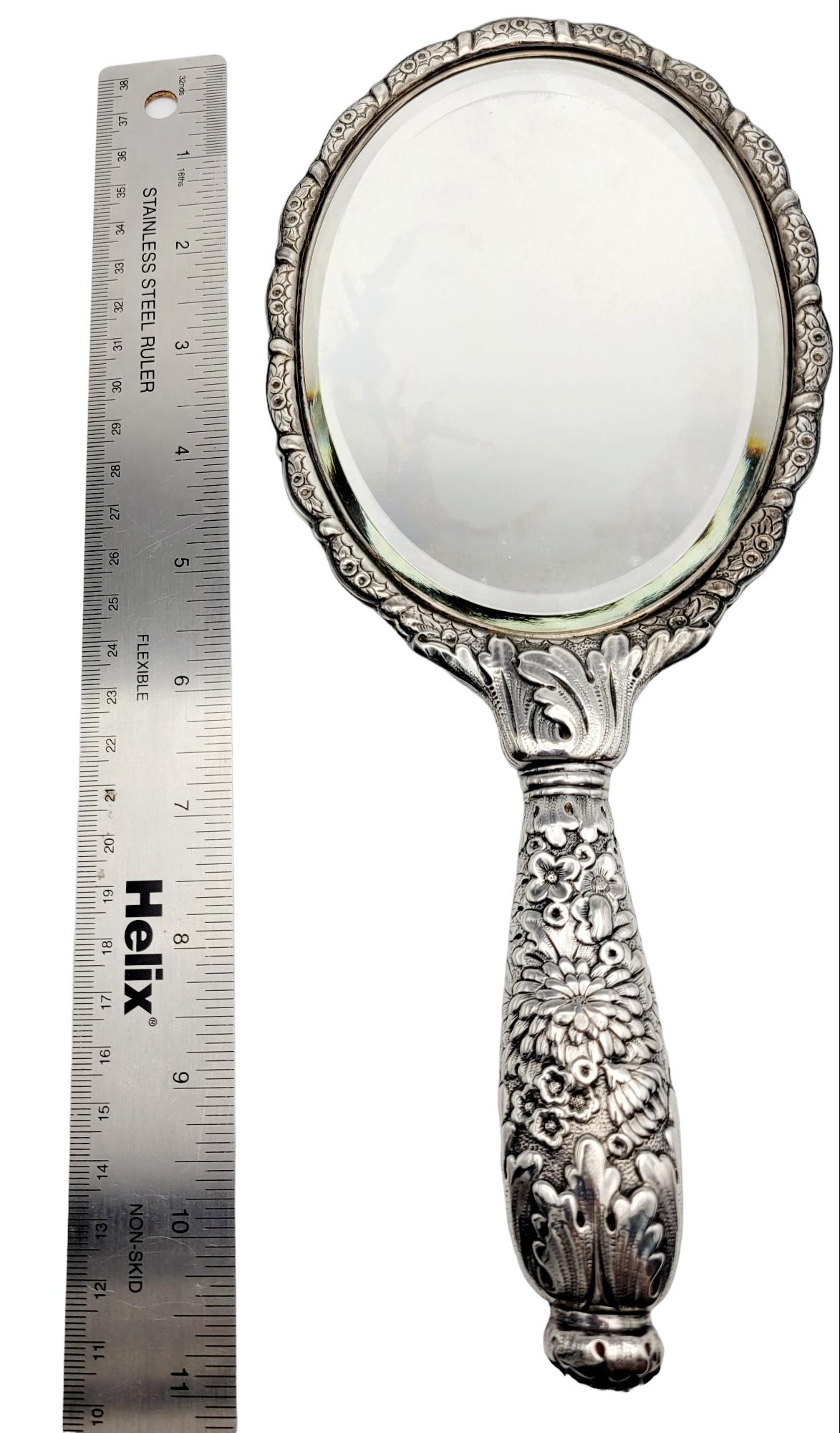 Antique Tiffany & Co. Sterling Silver Repousse Hand Mirror in Sterling Silver 3