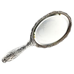 Antique Tiffany & Co. Sterling Silver Repousse Hand Mirror in Sterling Silver