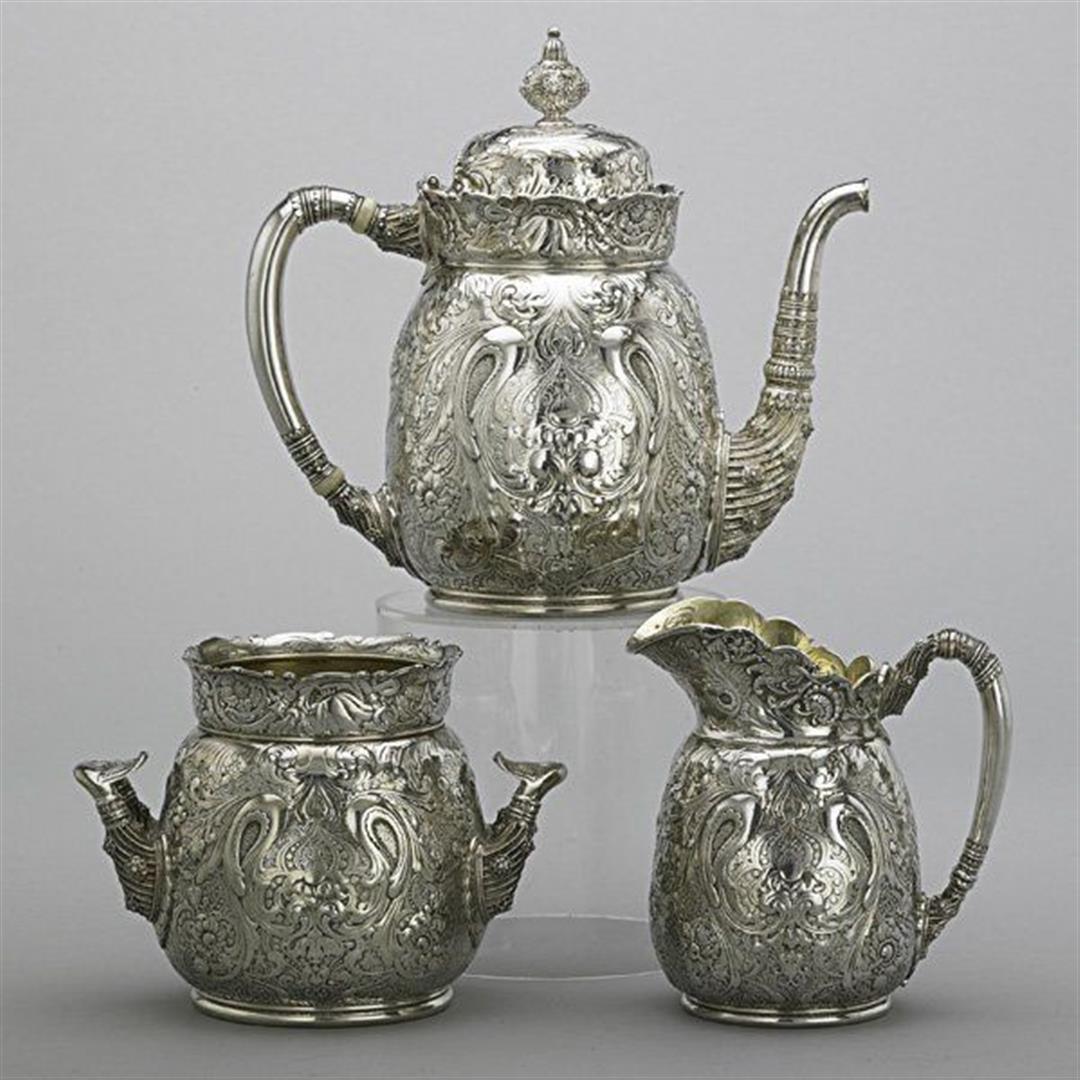 Hand-Crafted Antique Tiffany & Co. Sterling Silver Saracenic Tea Set