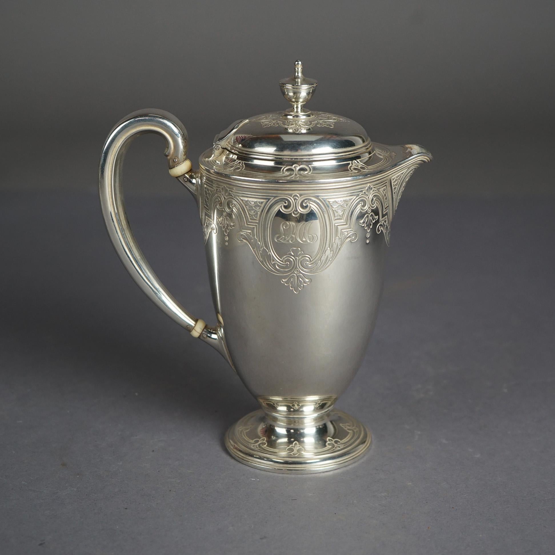 Antique Tiffany & Co. Sterling Silver Six Piece Tea Set Circa 1900, 107 toz  1