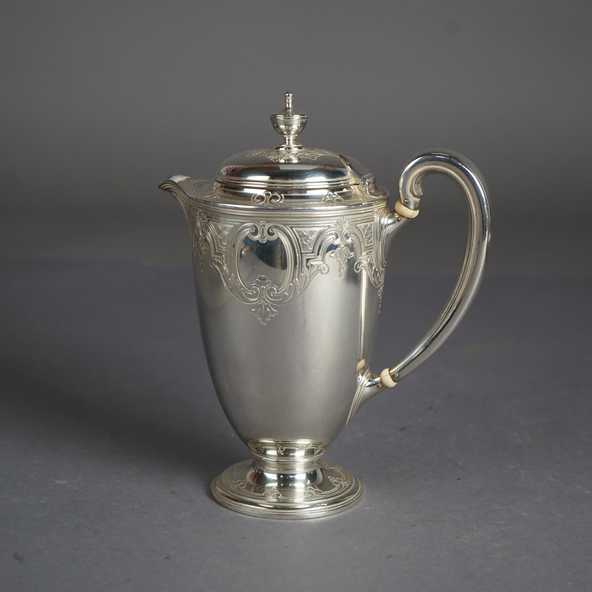 Antique Tiffany & Co. Sterling Silver Six Piece Tea Set Circa 1900, 107 toz  2
