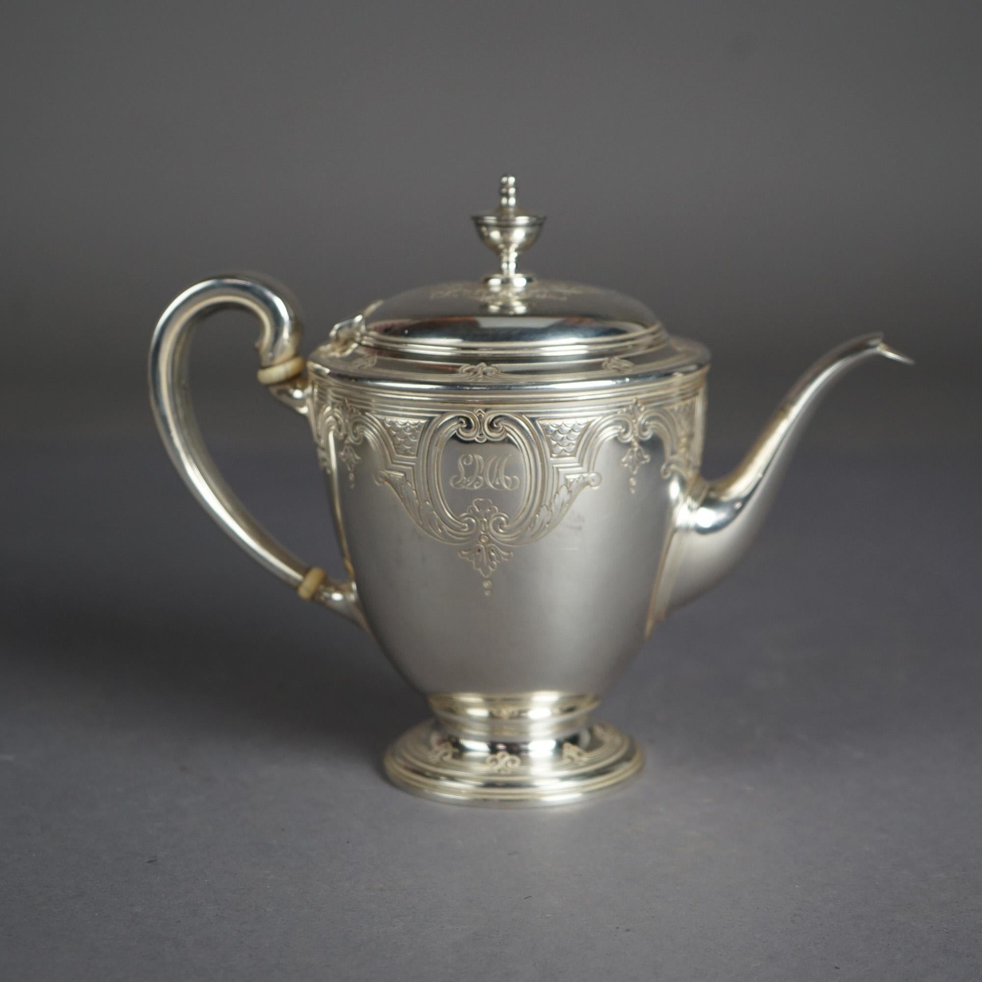 Antique Tiffany & Co. Sterling Silver Six Piece Tea Set Circa 1900, 107 toz  3