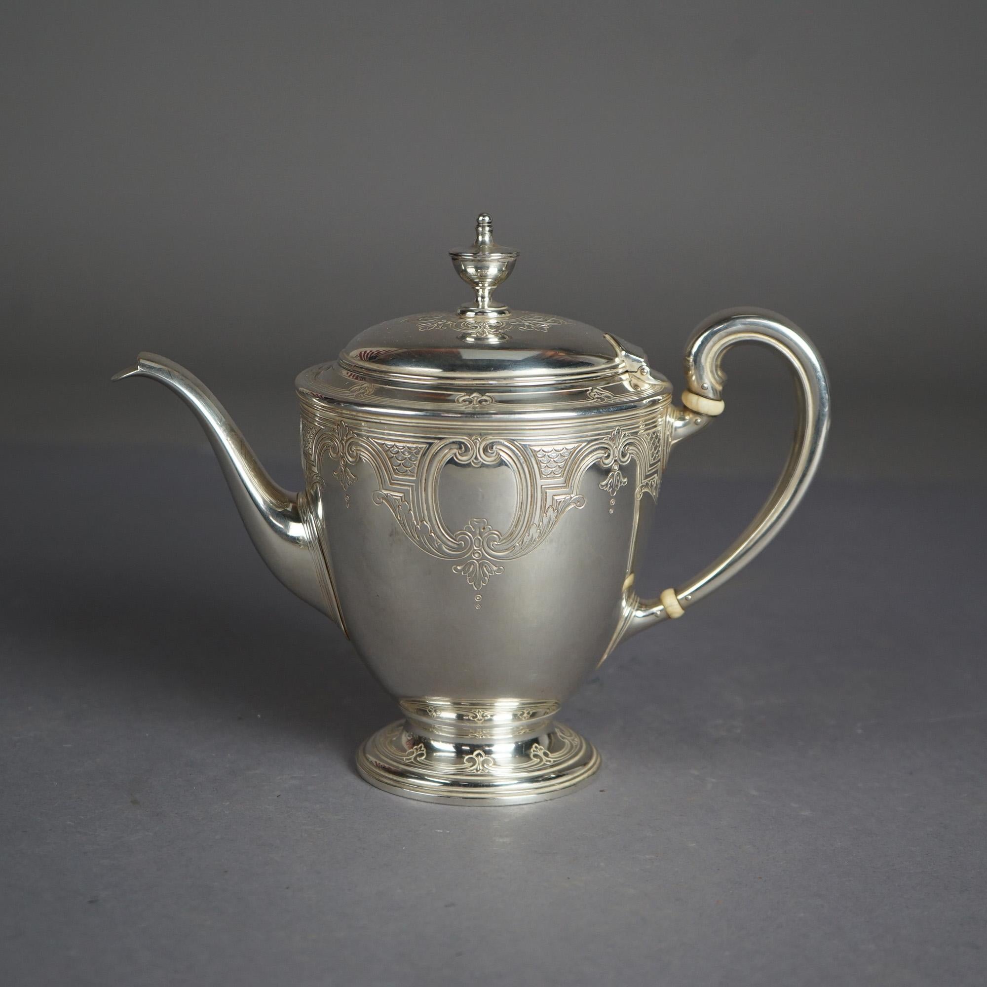 Antique Tiffany & Co. Sterling Silver Six Piece Tea Set Circa 1900, 107 toz  4